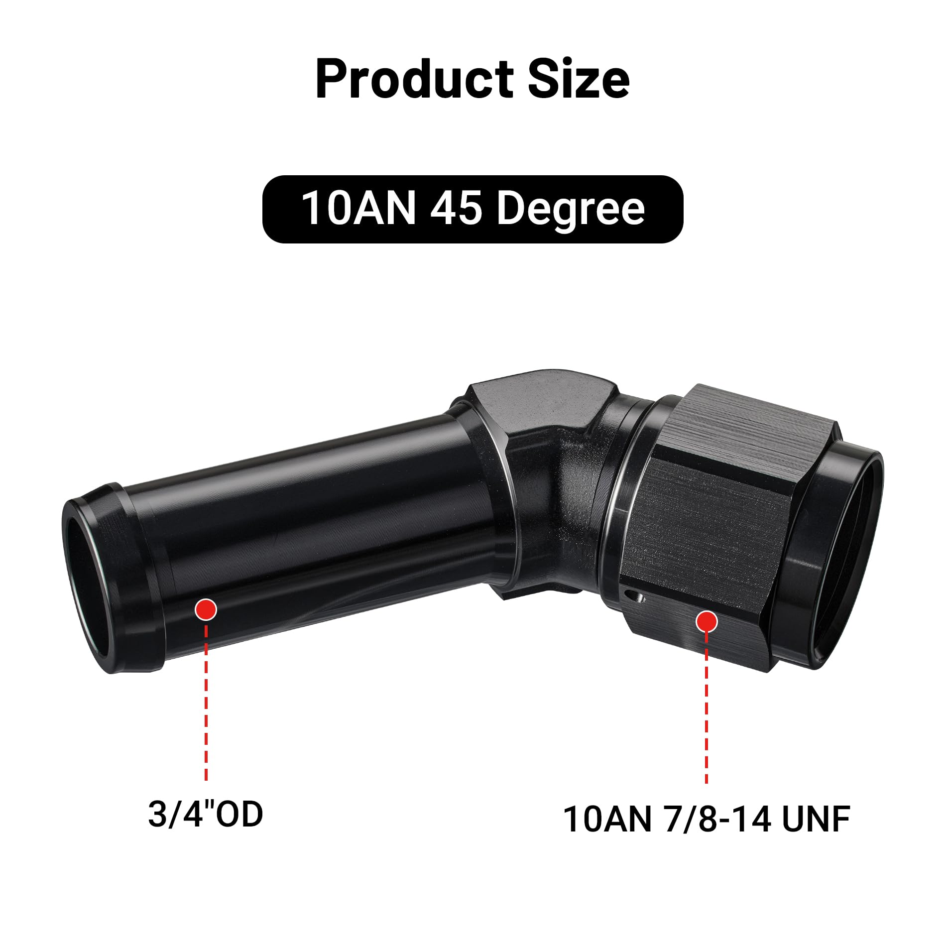EVIL ENERGY 10AN Female to 3/4'' Barb Hose Fitting 45 Degree Swivel 2PCS