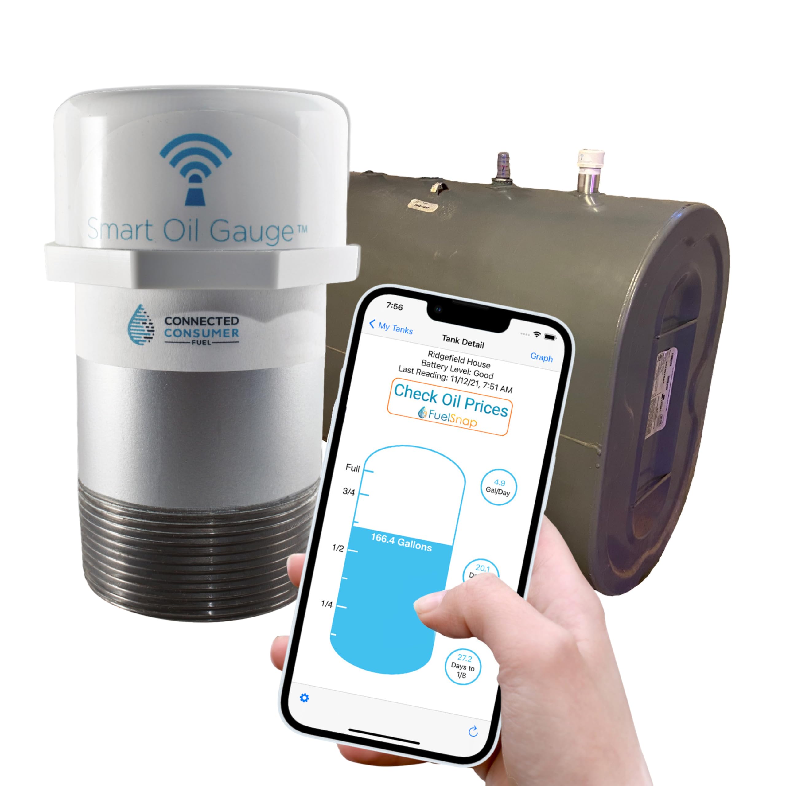 Smart Oil Gauge  WiFi Heating Oil Tank Gauge with Smart Monitoring  Fuel Tank Gauge Compatible with Alexa  Designed for 275/