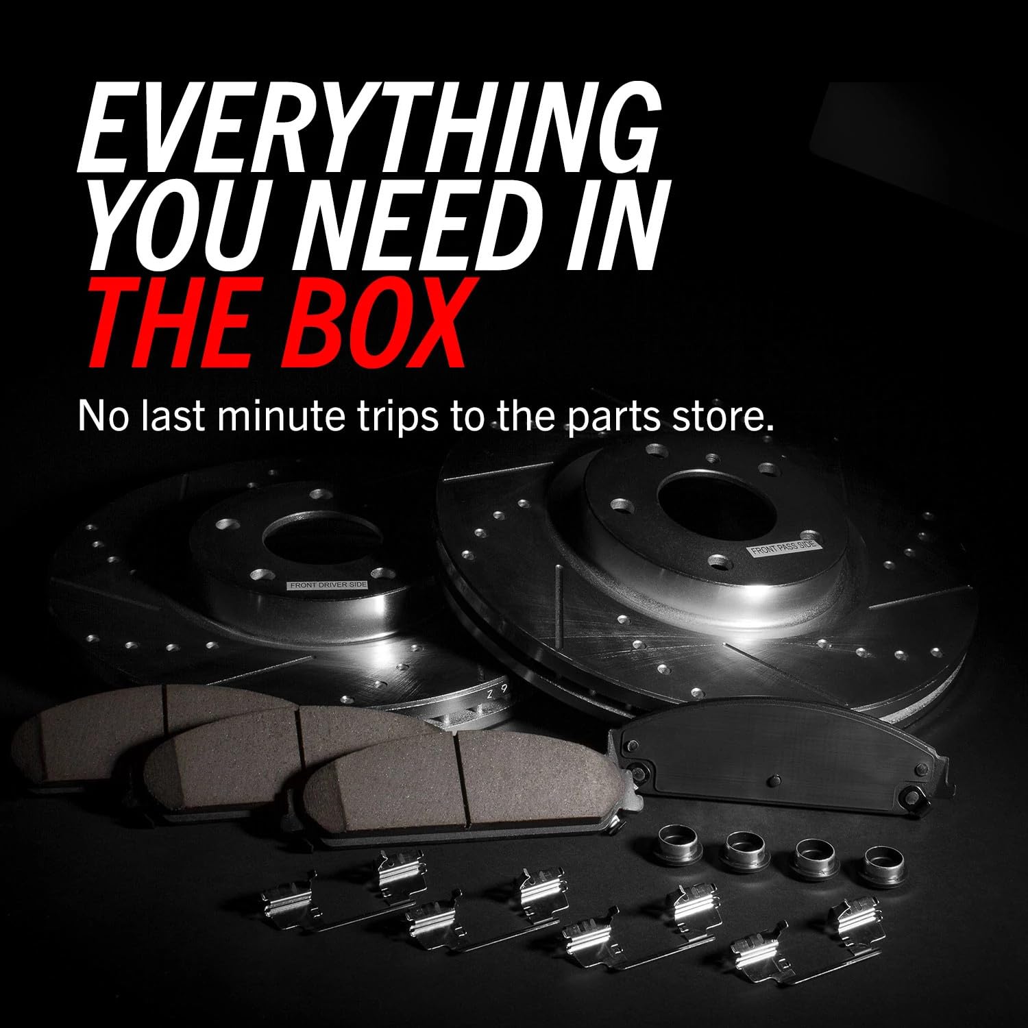 Power Stop K2140 Front Z23 Carbon Fiber Brake Pads With Drilled & Slotted Brake Rotors Kit