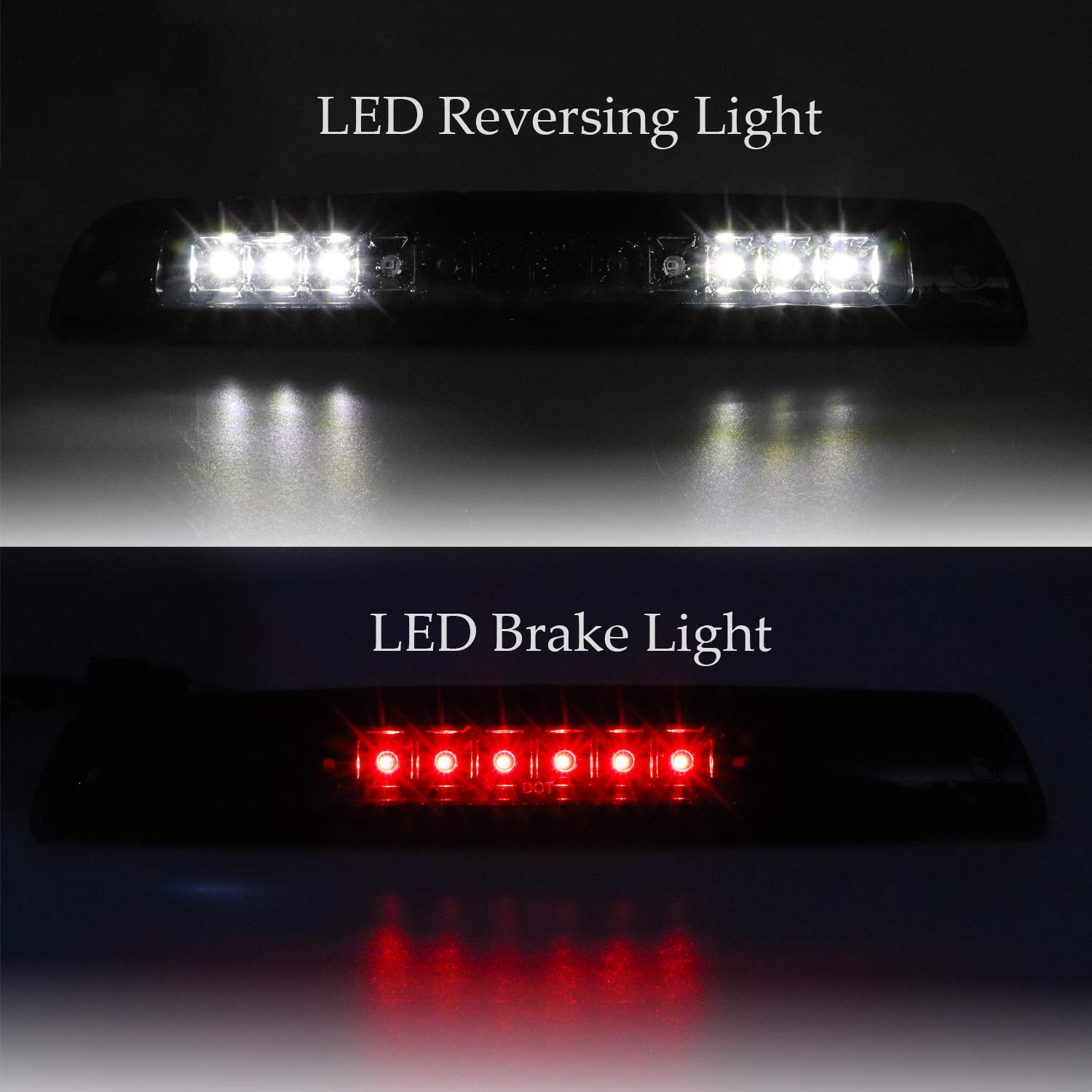 Tresound For 1994-2001 Dodge Ram 1500 2500 3500 Led Third 3Rd Brake High Mount Stop Light Cargo Lamp (Chrome Housing + Smoke Len