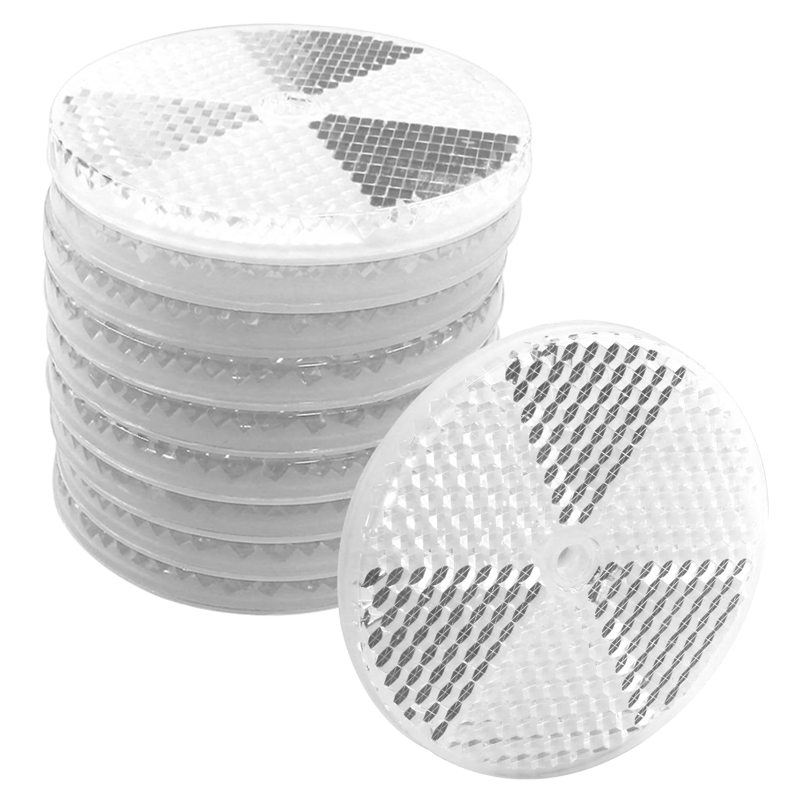 Unlorspy 10 Pcs White Front Reflector 80mm Dia Round Reflector with Center Mounting Hole for Cars, Trailer, Trucks, Dirt Bike an