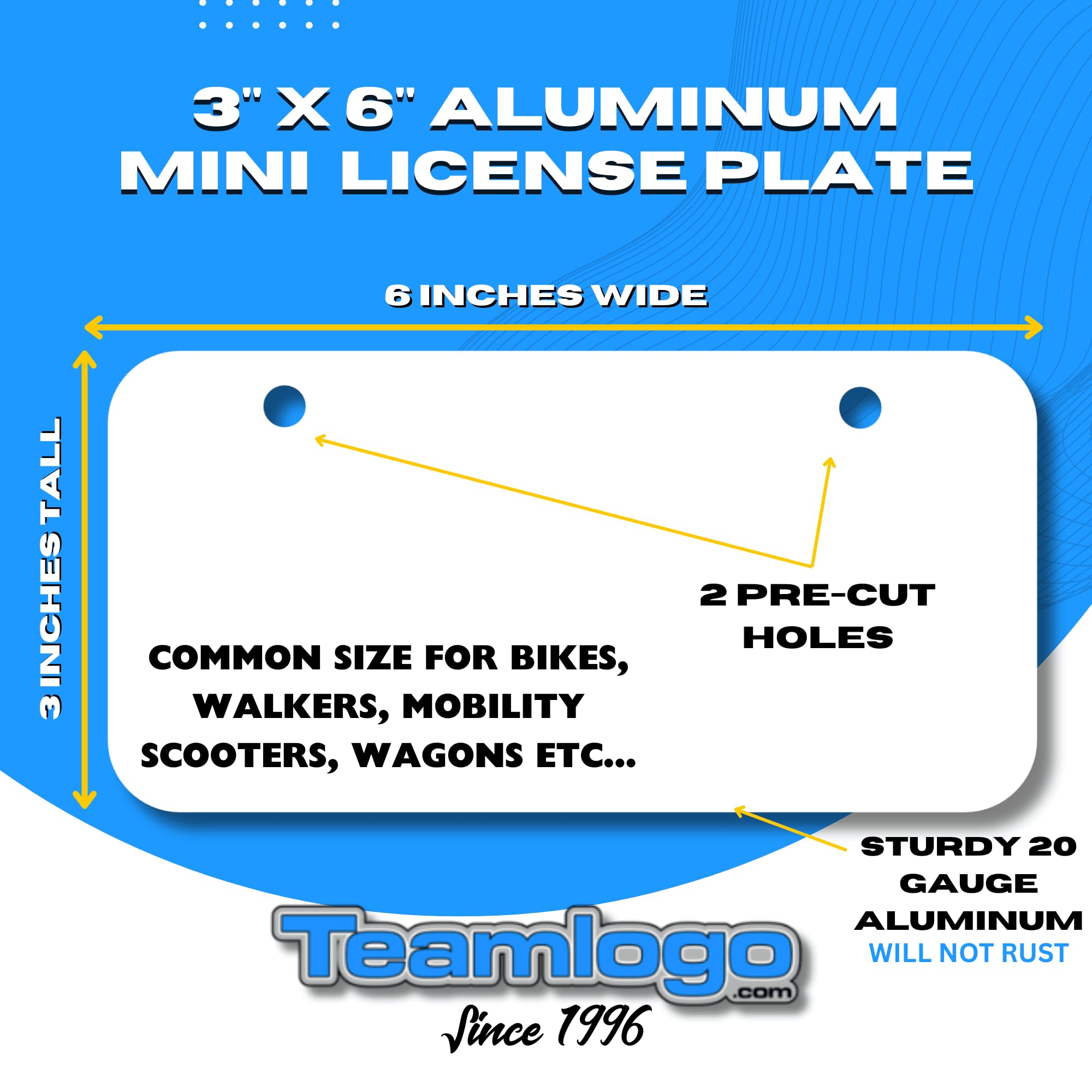 Teamlogo Personalized Hawaii License Plate - Sizes For Kid 'S Bikes, Cars, Trucks, Cart, Key Rings Version 1 (3 X 6 Aluminum Lic