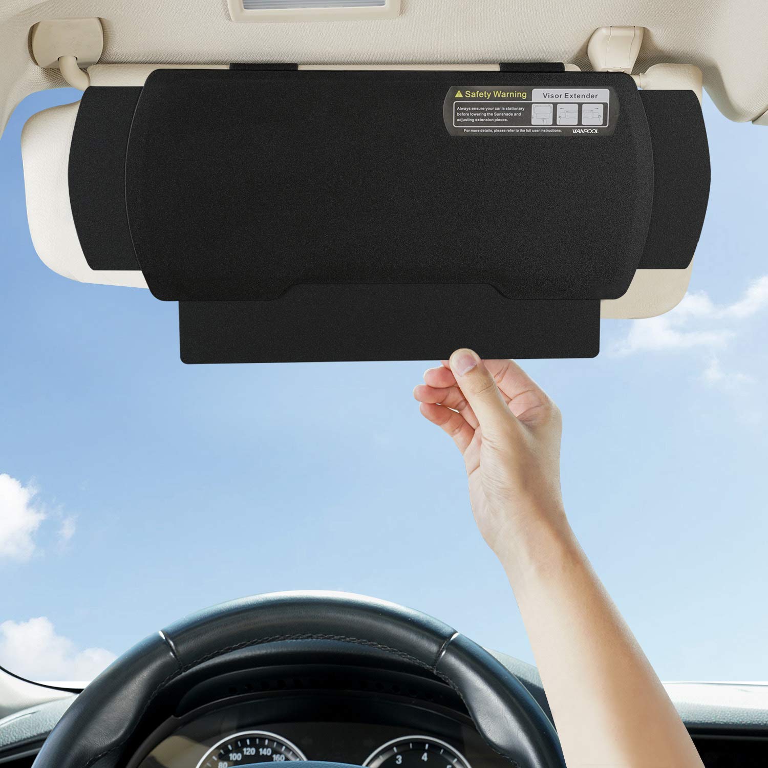 Wanpool Car Visor Sunshade Extender, Window Shade, Anti-Glare Sun Blocker For Driver Or Front Seat Passenger,1 Piece (Black)
