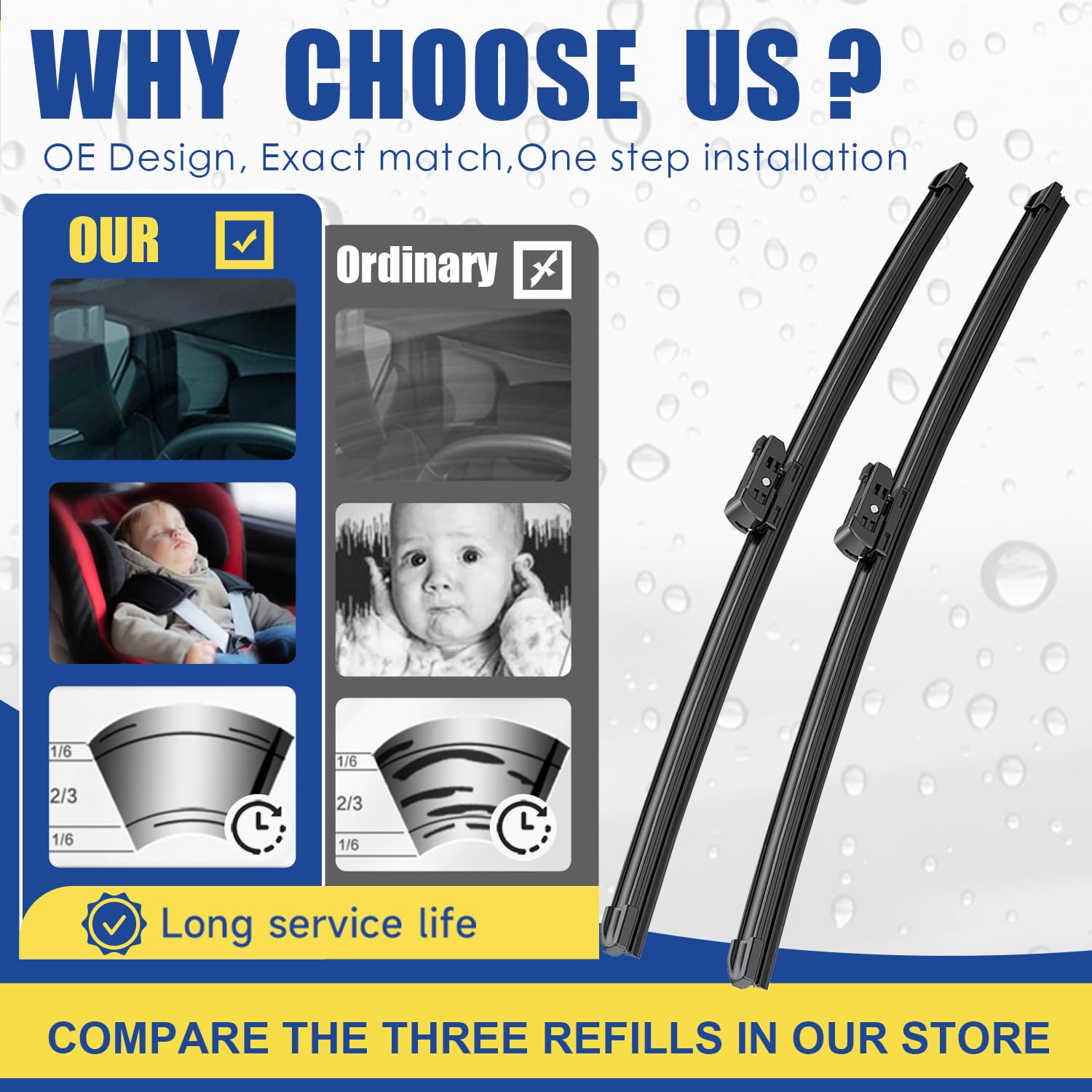 ANRDDO Wipers Factory Replacement For MBZ C class and GLC class 2015-2020 W205 C205 A205 Original Equipment Replacement Windshie
