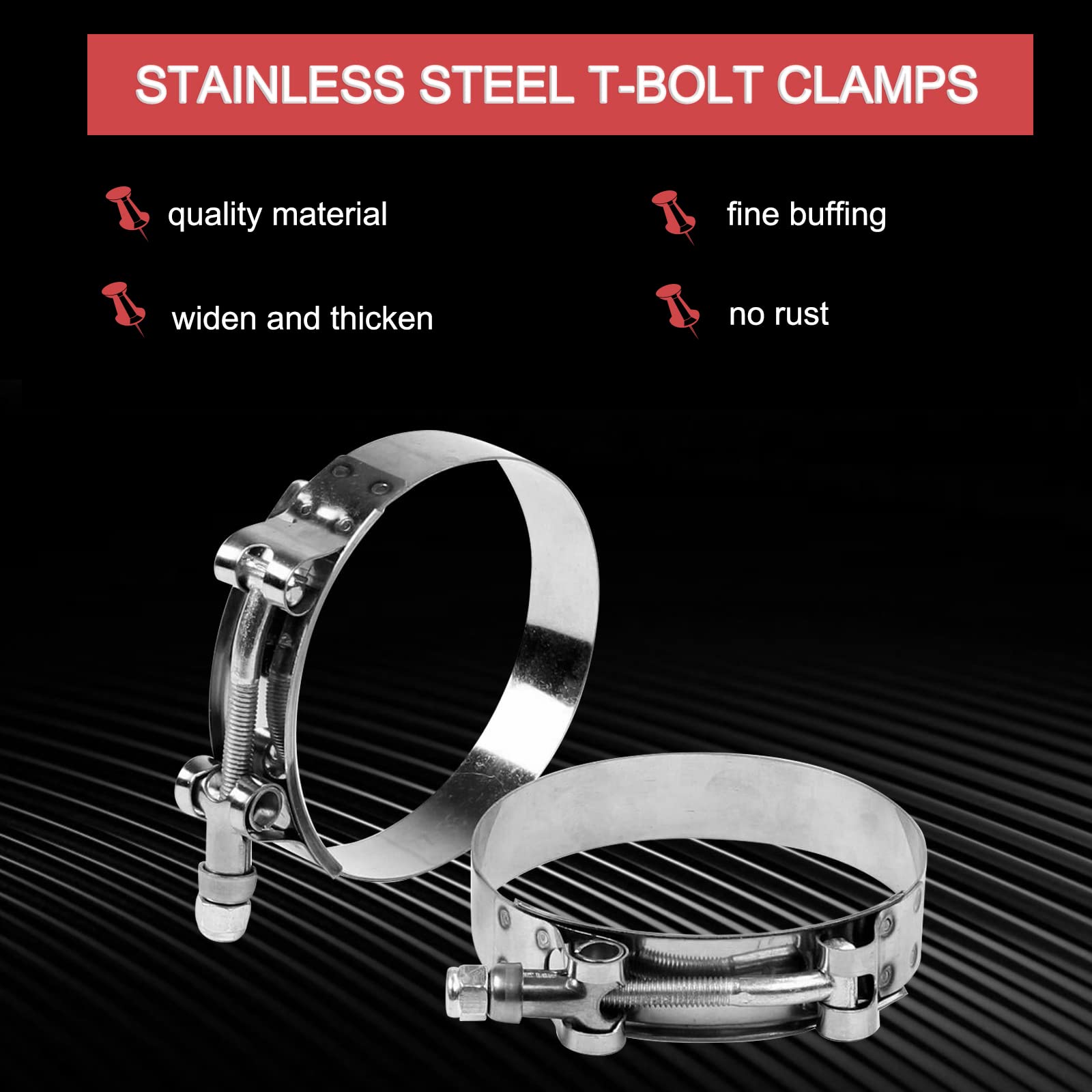 10Pcs 44Mm - 51Mm Stainless Steel T-Bolt Clamps Turbo Intake Intercooler Clamp For 1-1/2'' I.D. Hose