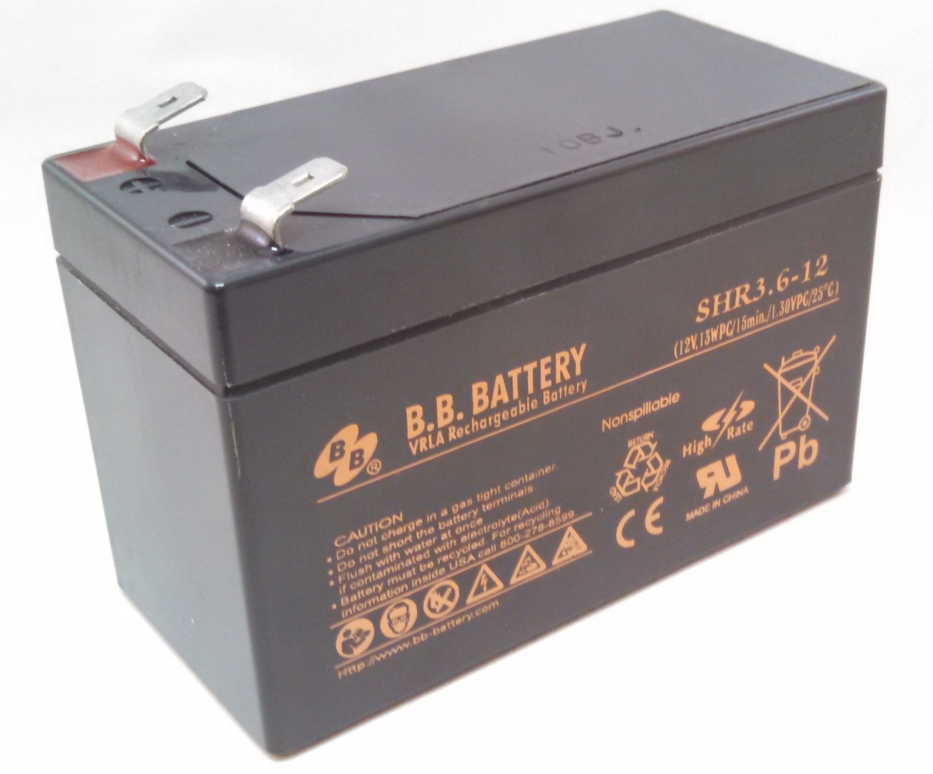 Replacement For Shr3.6-12 - Bb Battery 12V/3.6Ah Battery -Like New