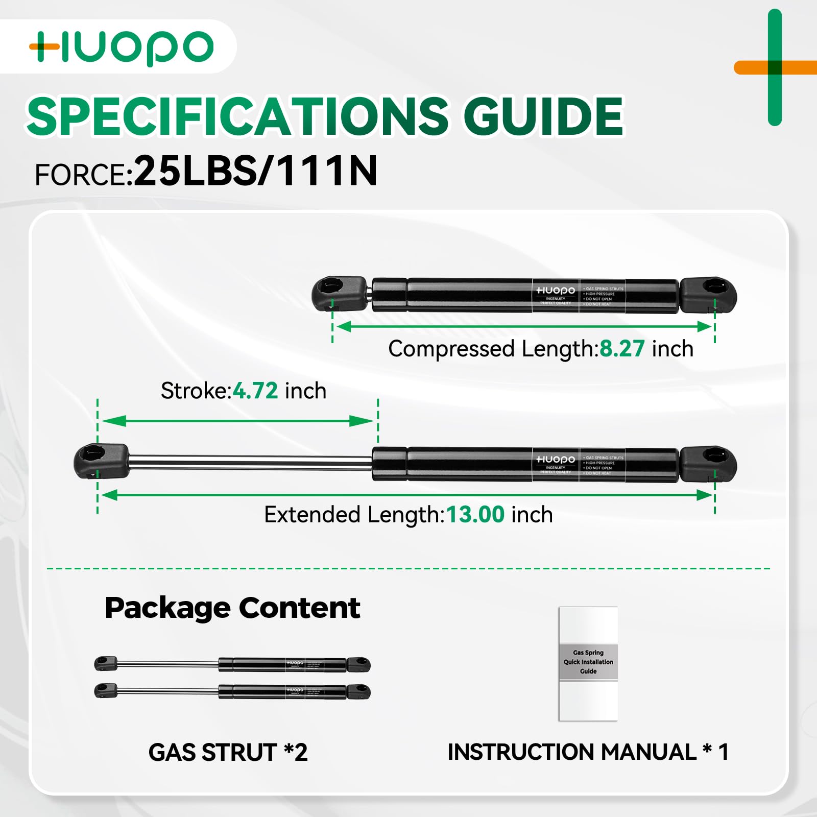 C1615091 13 inch 25 lb/111 N Gas Struts Shocks 13'' Lift Support for Snugtop Leer Camper Shell Rear Windows Door Truck Topper Ca