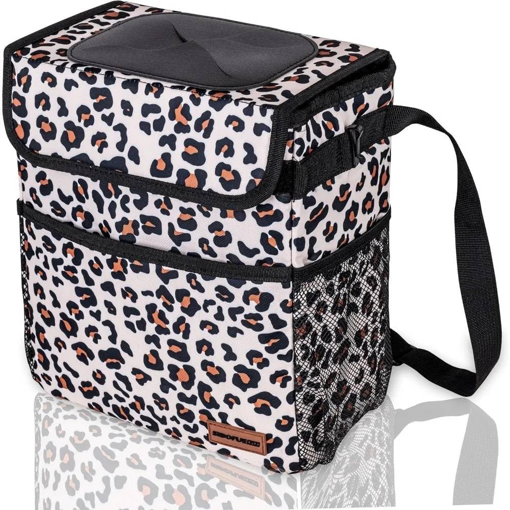 Mann MartCollapsible Car Trash Can with Storage Pockets  Leakproof, Waterproof Travel Organizer for Auto Interior