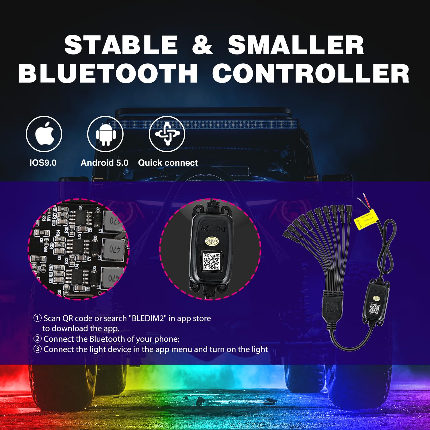 Nilight Rgb Led Rock Lights Kit 10 Pods Underglow Multicolor Neon Light Pod With Remote & Bluetooth App Control Diy Flashing Mus