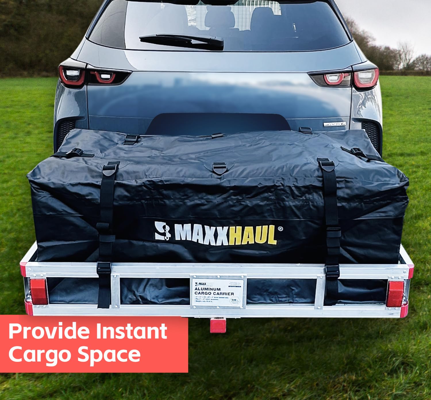 Maxxhaul Aluminum Cargo Carrier With Hitch Tightener Trailer Hitch Mount For Rv Truck Suv Van Car With 2'' Receiver - 500 Lb. Lo