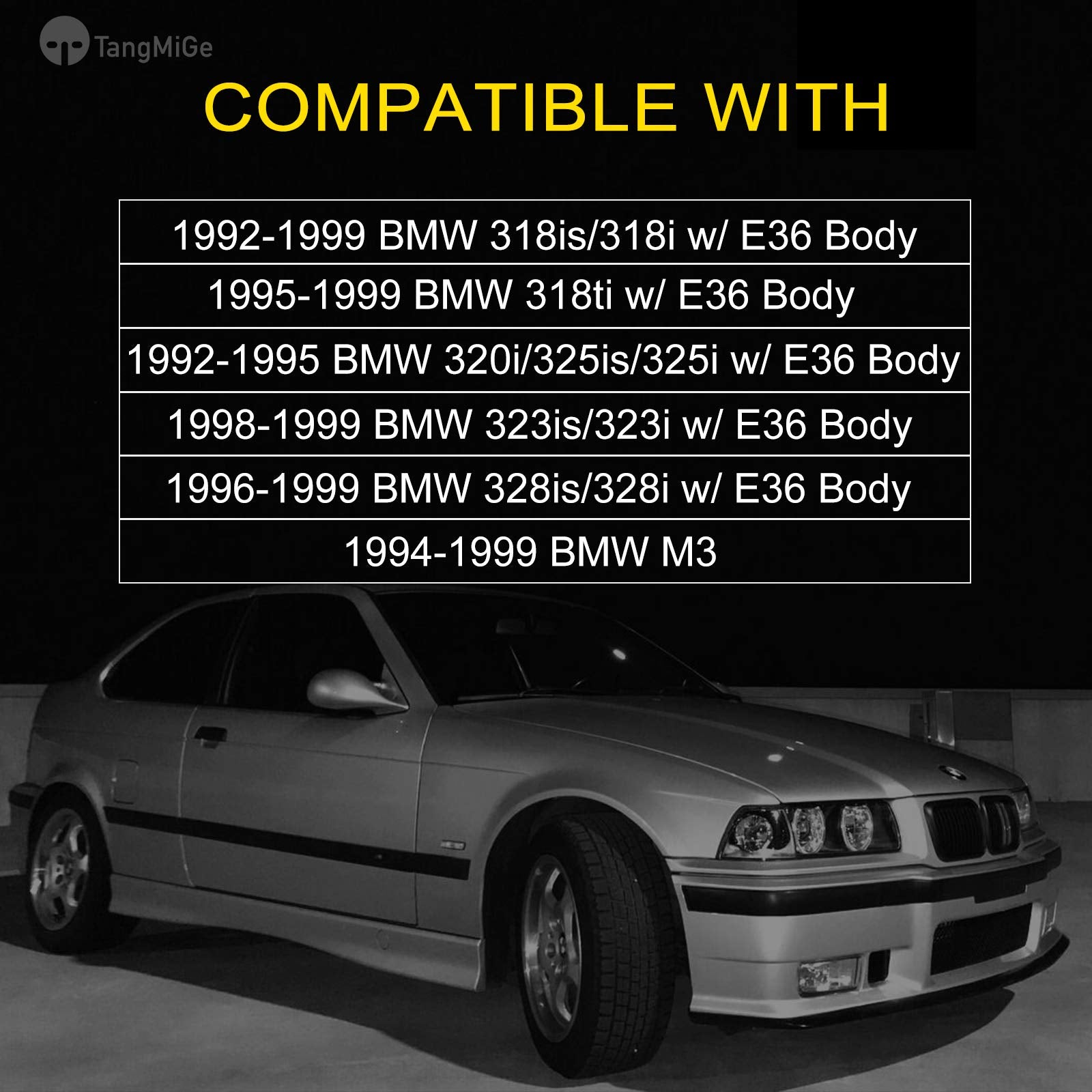 Tangmige Fog Lights Lamps For 1992 1993 1994 1995 1996 1997 1998 1999 Bmw (M3 / E36) 318I 318Is 318Ti 320I 323I 323Is 325I 325Is 328I 328Is 3 Series Original Design, 1 Pair, Yellow Lens, W/H1 Bulbs