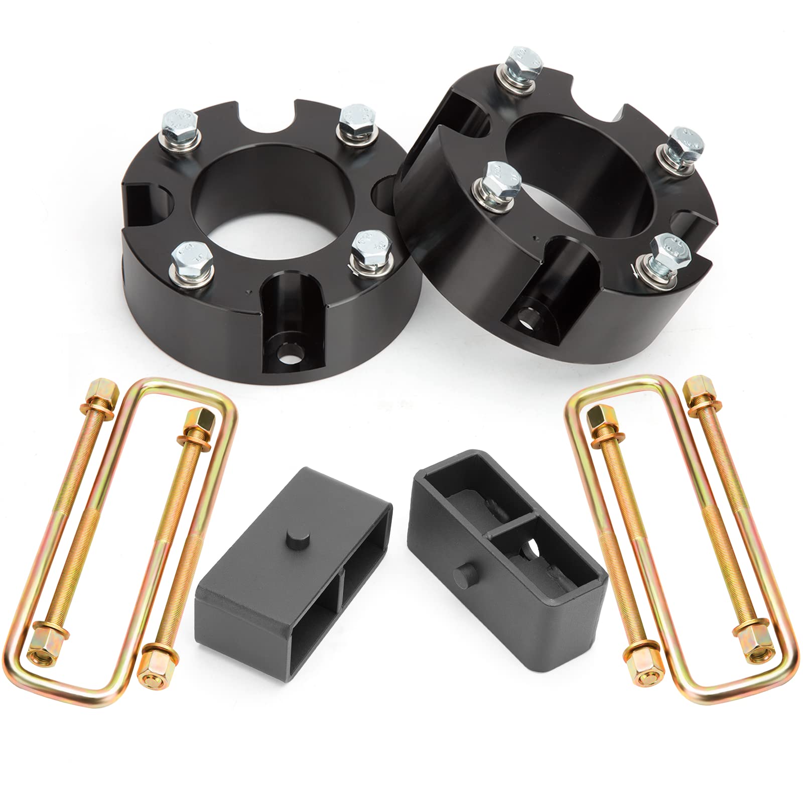 Dynofit Leveling Lift Kits For Tundra 2007-2021, 3'' Front Strut Spacers And 2'' Rear Blocks Kit, Lift Spacers And Lift Block Wi