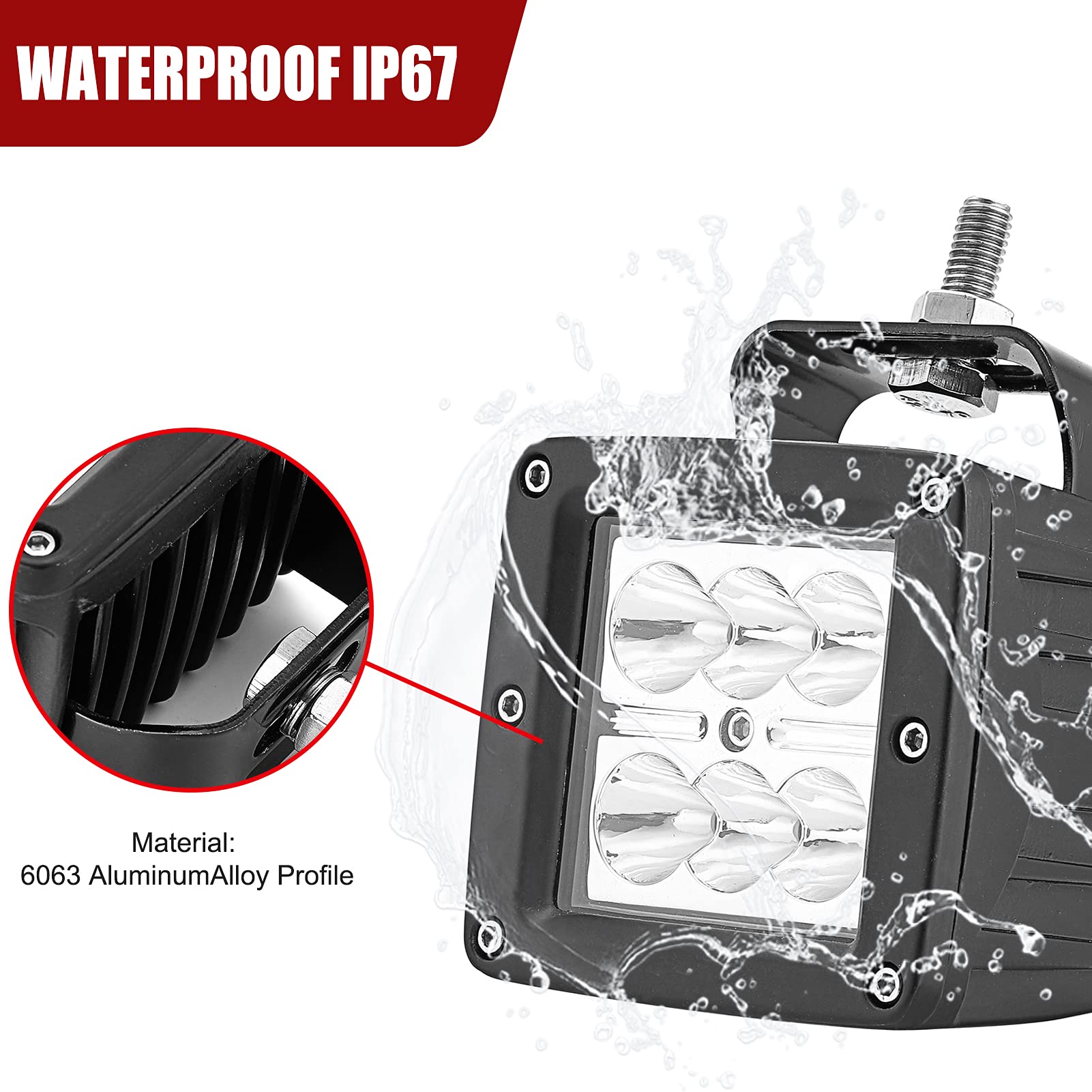 4X 3 inch 24W LED Fog Light Pods with Plug Wiring Kit & Front Lower Hidden Bumper Mounting Bracket Compatible with 2013-2018 Dod