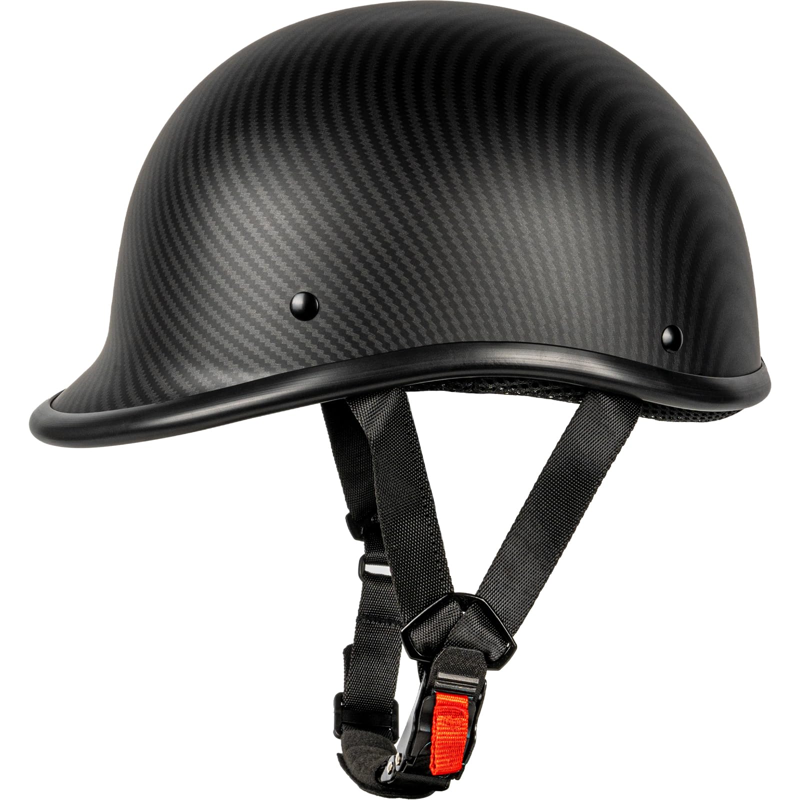 Yesmotor Vintage Motorcycle Half Helmet - Lightweight Carbon Fiber, XL, DOT Approved, Open-Face Design