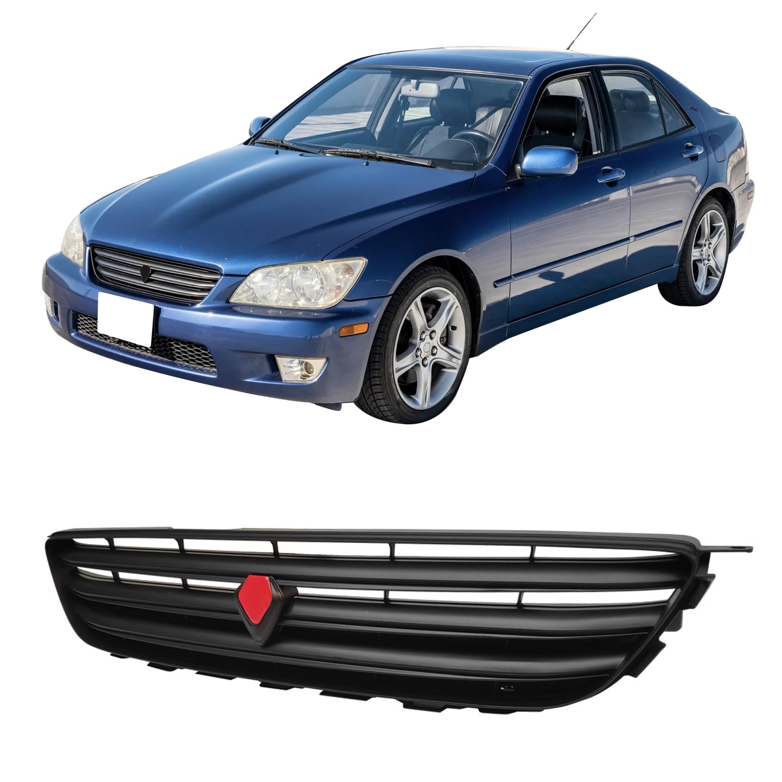 Grille Compatible With 2001-2005 Lexus IS300 IS200 Jce2010, Altezza style ABS Plastic Black Front Bumper Grill Hood Mesh by IKON