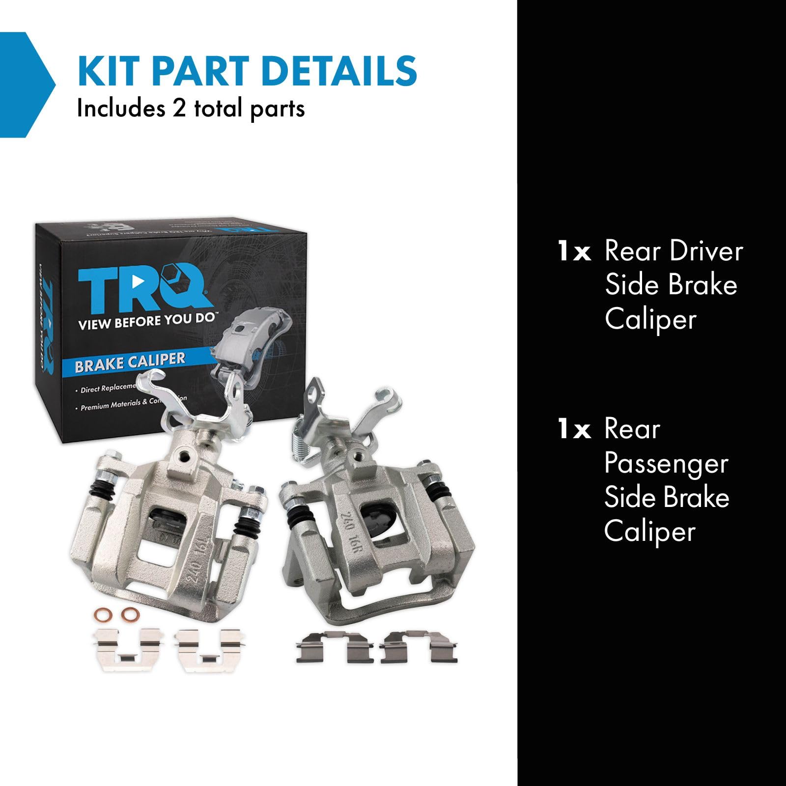 Trq Rear Brake Caliper Set Compatible With 2016-2019 Chevrolet Malibu