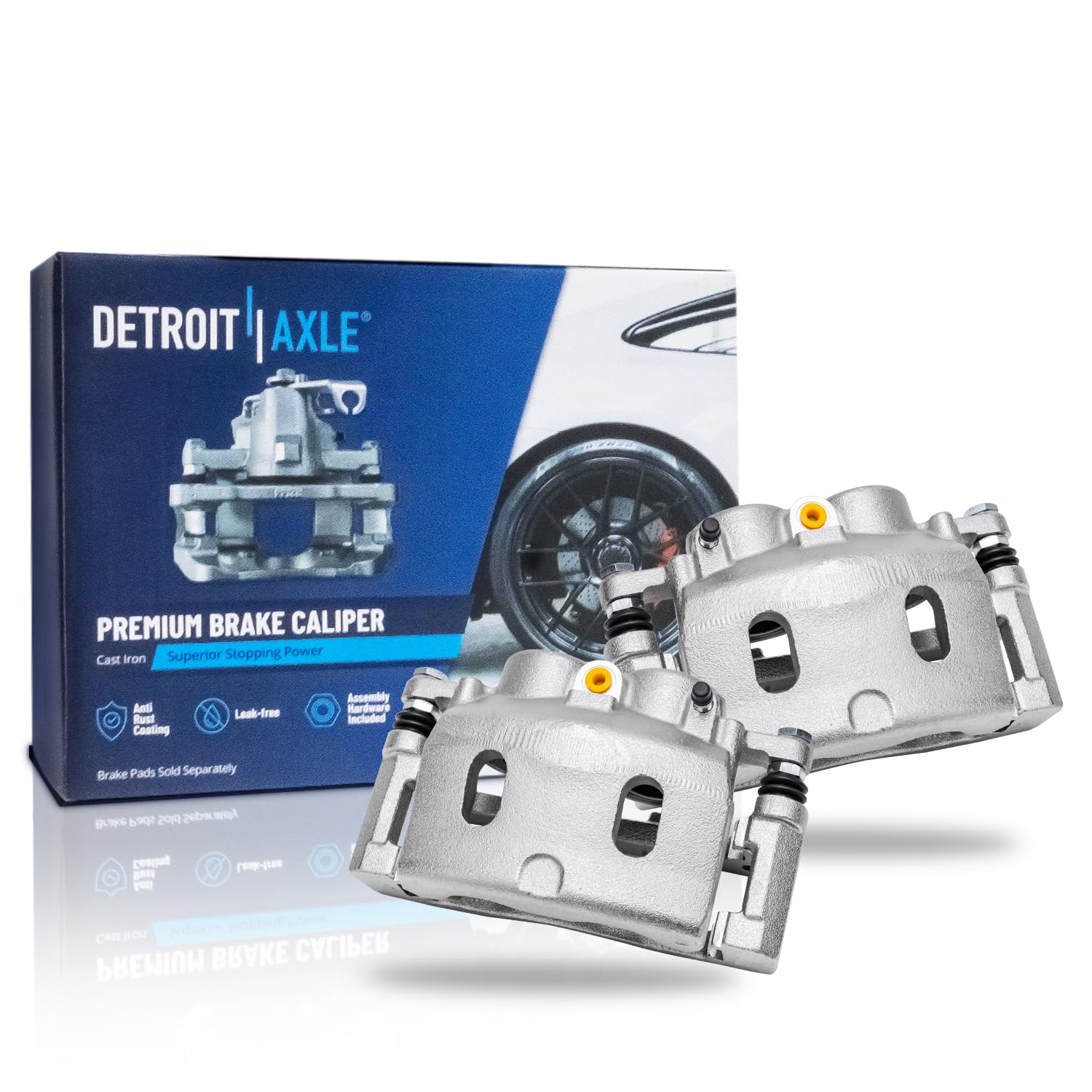 Detroit Axle - Front Disc Brake Calipers w/Brackets Replacement for Cadillac Escalade Chevy GMC Sierra Silverado Yukon XL Suburb