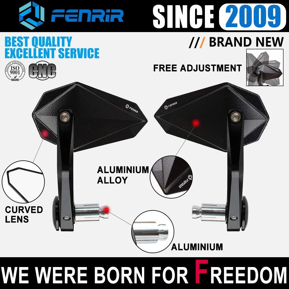 FENRIR Cafe Racer Black Aluminum Bar End Mirrors 22MM 7/8" for M8/M6 Bikes