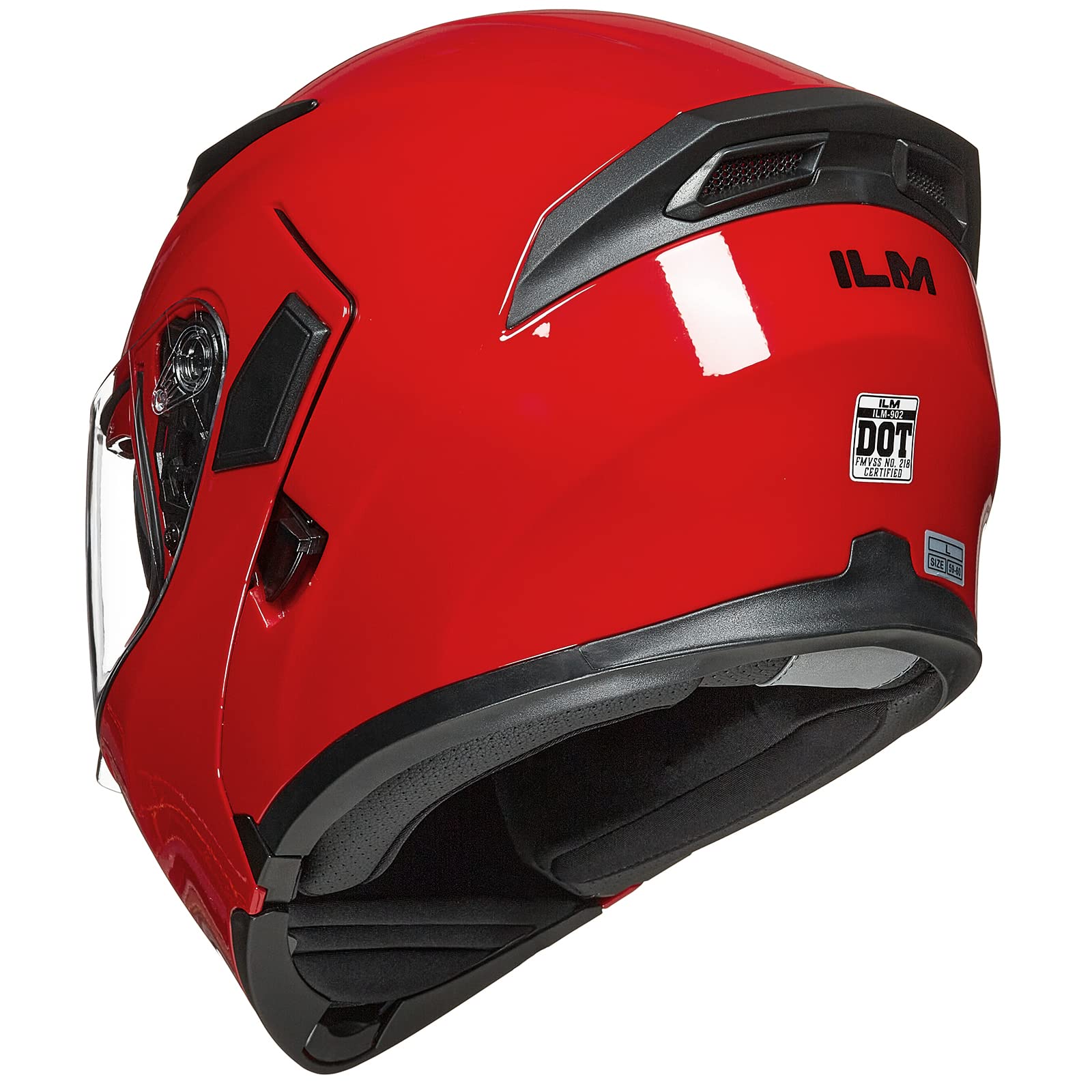 Ilm Motorcycle Dual Visor Flip Up Modular Full Face Helmet Dot 6 Colors Model 902 (L, Bright Red)