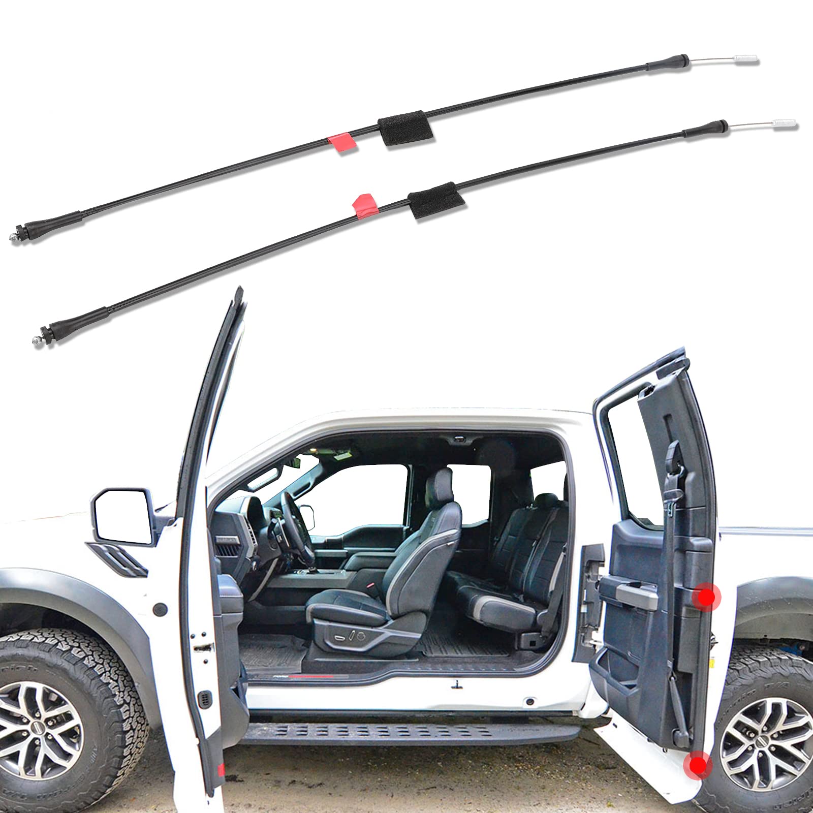 Rear Door Lower Latch Cables For 1997-2003 Ford F150, 2004 F150 Heritage, 1997-1999 F250 Extended Cab Rear Left & Right Side Back Door Latch Lock Release Cable Repair Kit 6L3Z18264A01C 6L3Z18264A00C