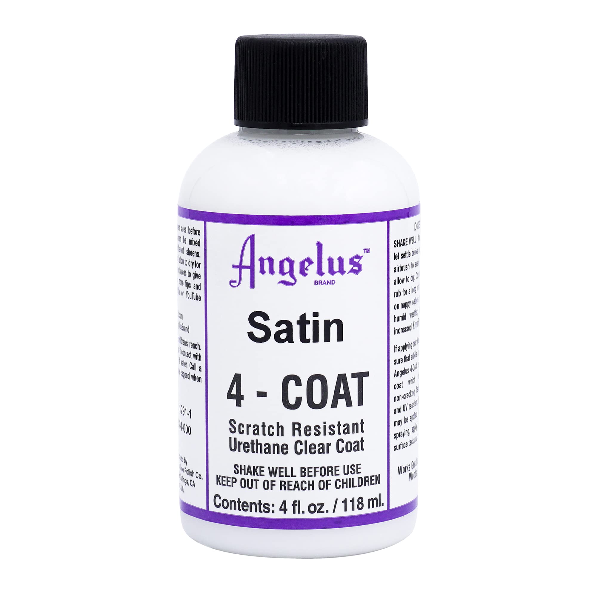 Angelus Satin 4-Coat Scratch-Resistant Leather Sealer - Durable, Flexible, Clear Coat Protection For Leather Shoes, Bags, Jacket