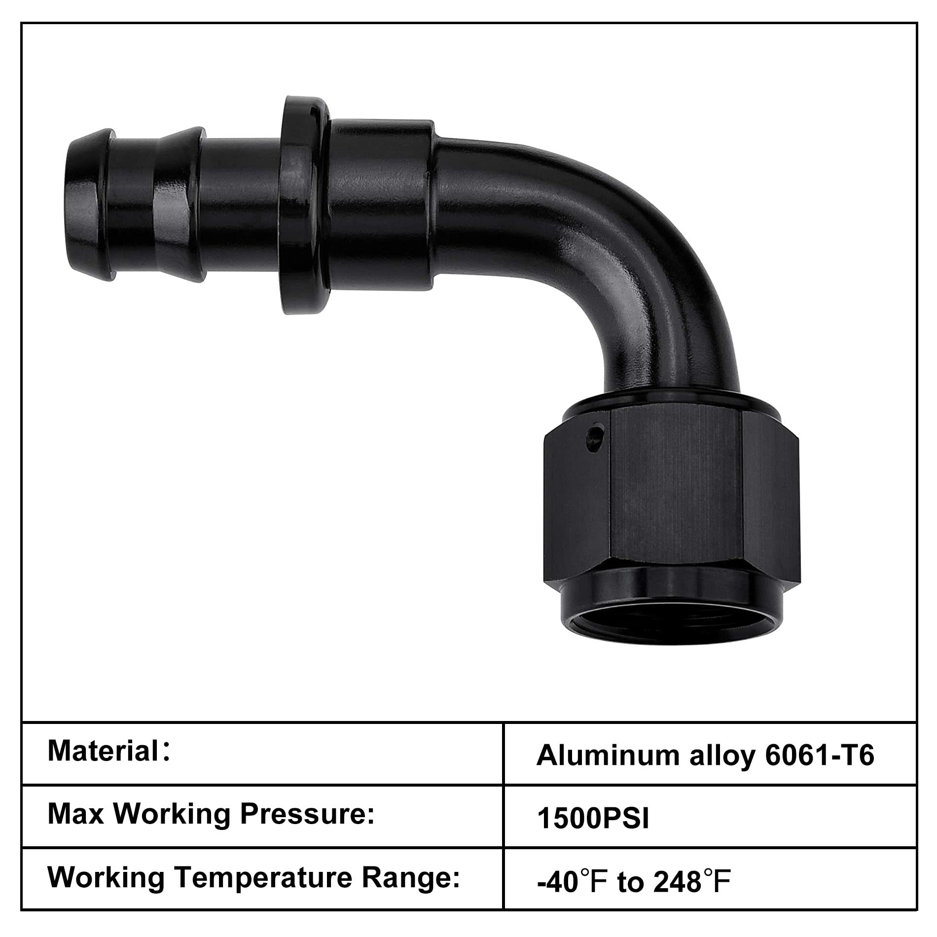 Evil Energy 4An 90 Degree Push Lock Hose Fitting End Black 2Pcs