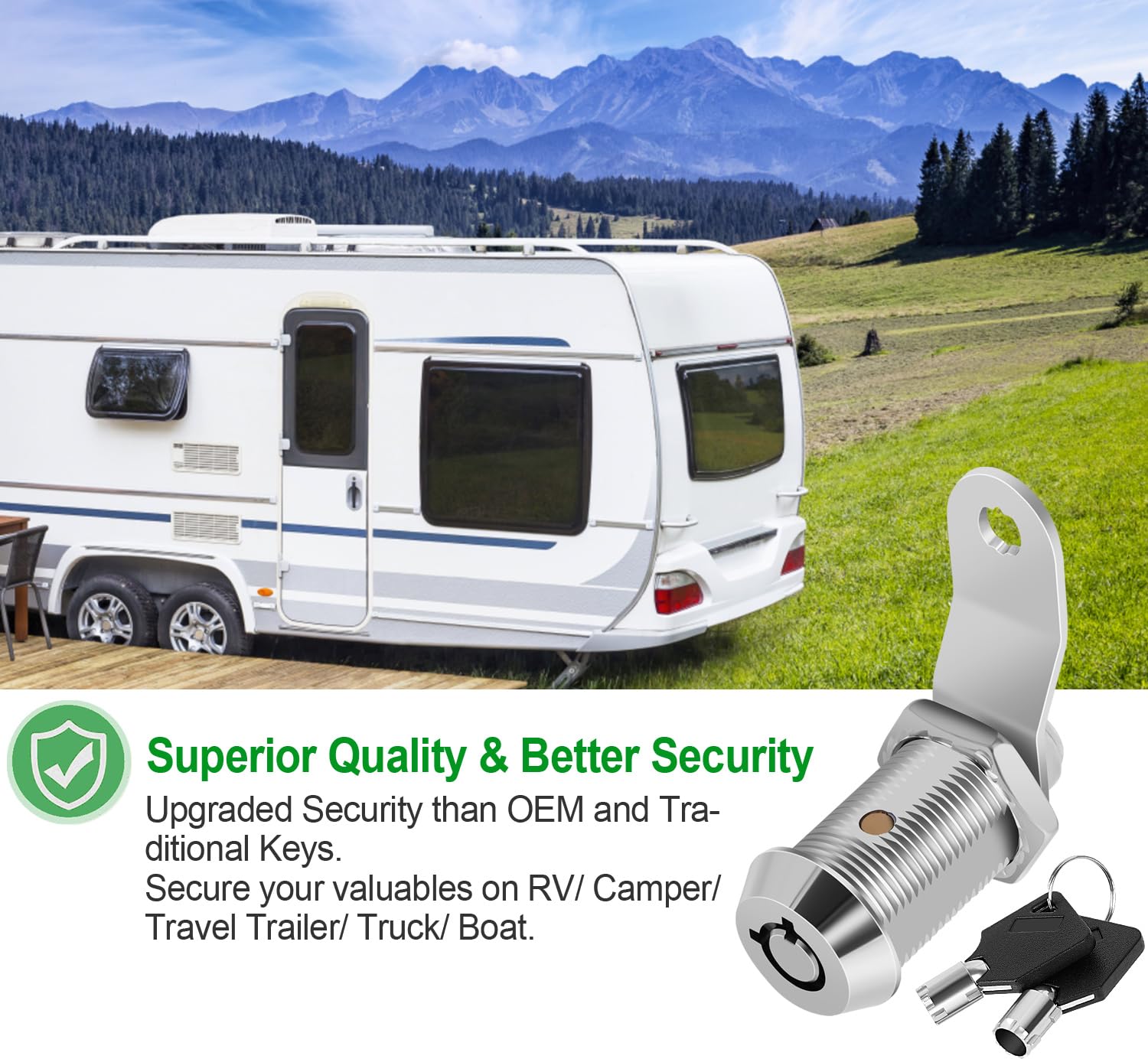 2 Pack Cabinet Lock With Keys, 1'' Rv Storage Locks Keyed Alike, Rv Locks For Storage Door, Camper Toolbox Rv Cam Locks With Man