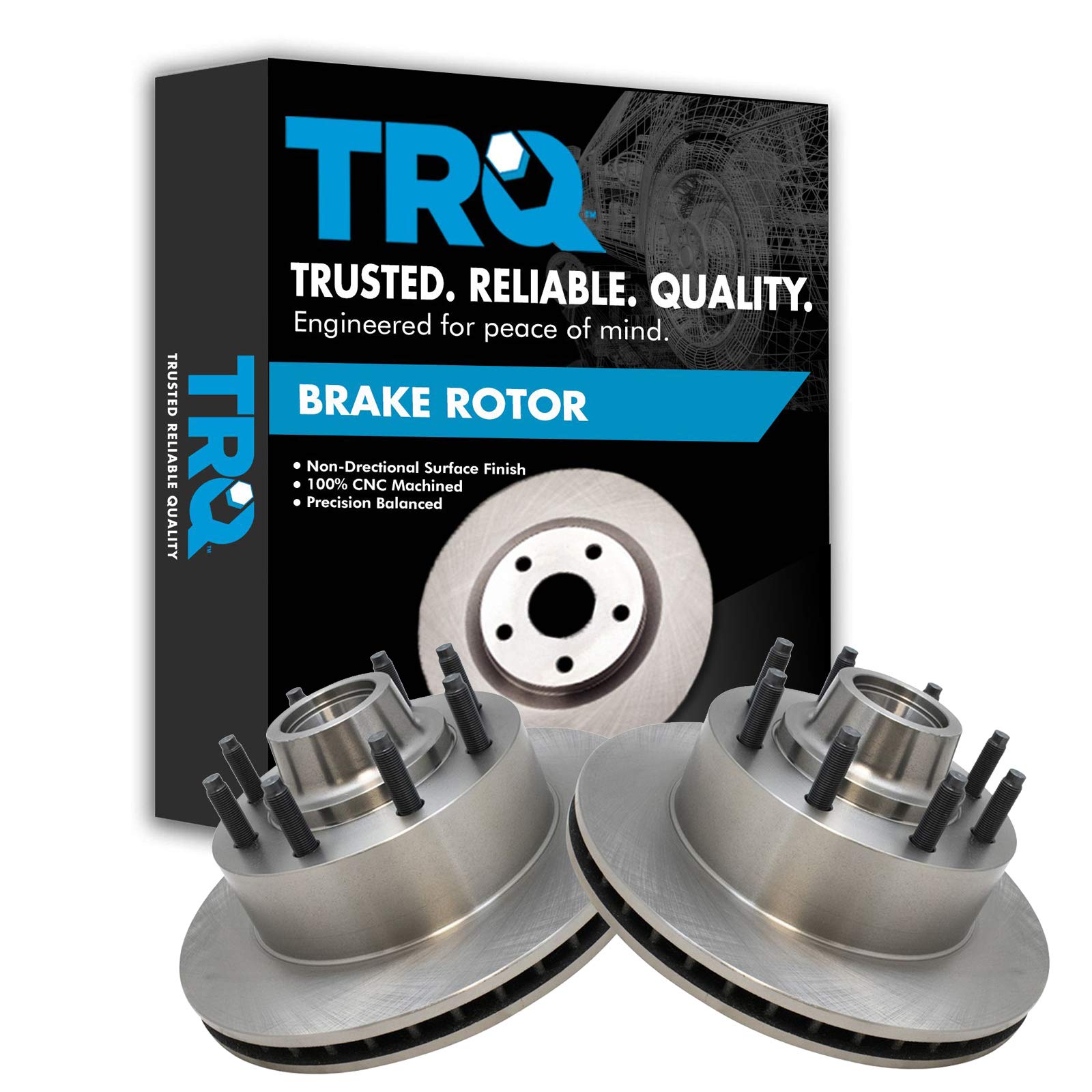 Trq Front Disc Brake Rotor Pair Set For 1995-2007 Ford E250 Van / 1995-2005 Ford E350 Van / 1999-2007 Ford E350 Van Super Duty