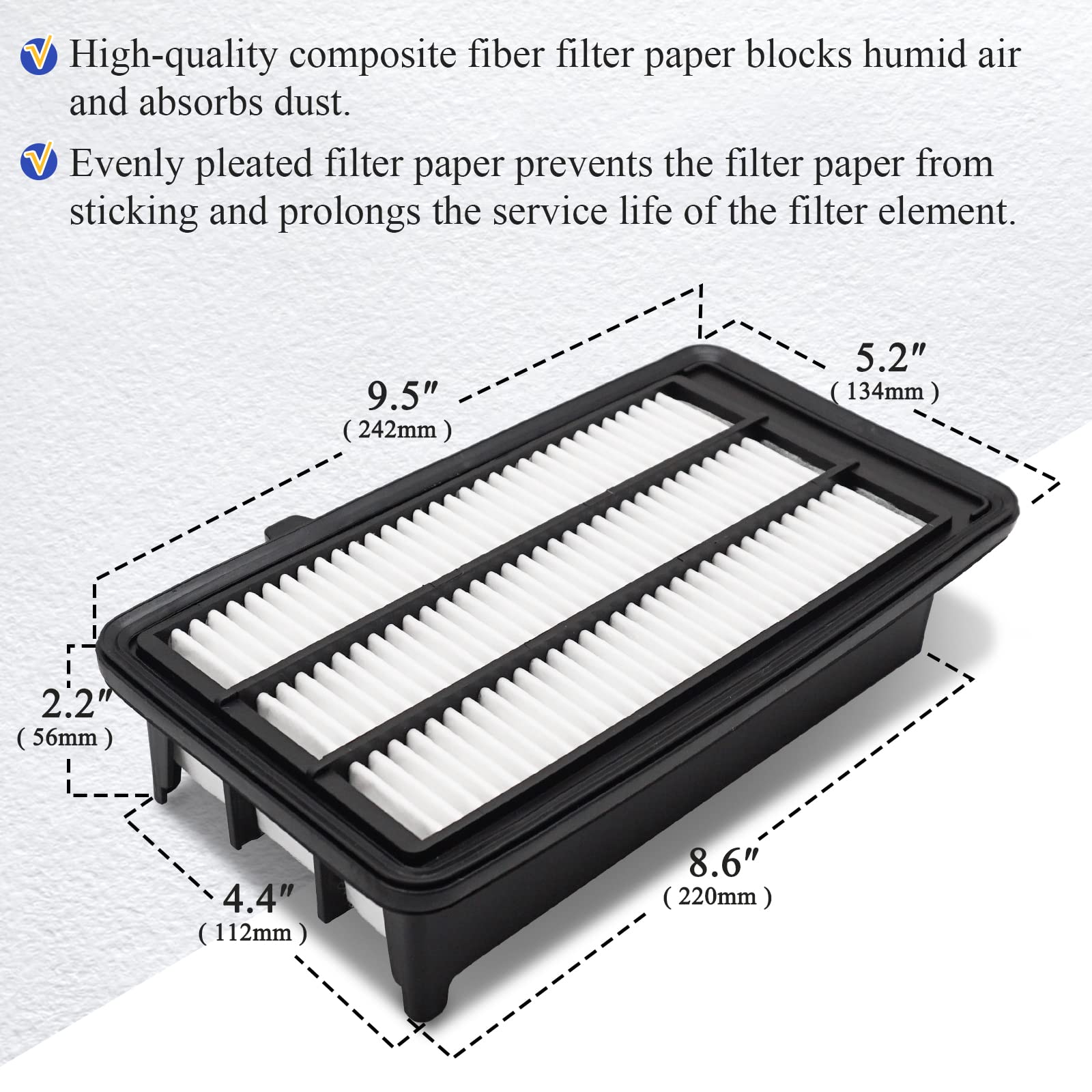 Ca12050 Engine Air Filter For 2016-2021 Honda Civic 2017-2022 Honda Cr-V Crv 1.5L Turbo 17220-5Aa-A00 Af9183