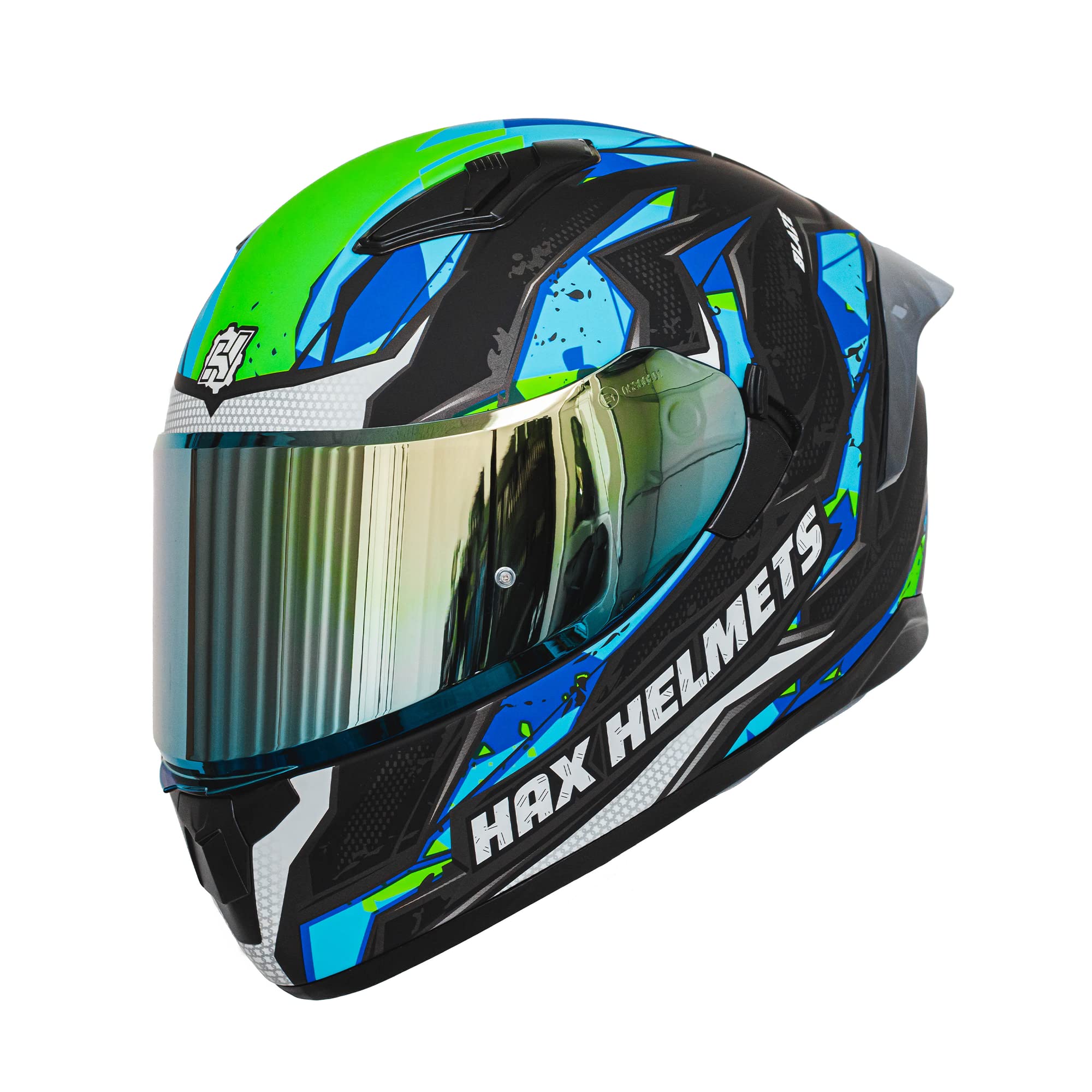 Hax Obsidian Full Face Dual Visor Adult Motorcycle Helmet For Motorbike Street Bike With Pinlock Ready Dot Approved (Blaze Blue,Xl)