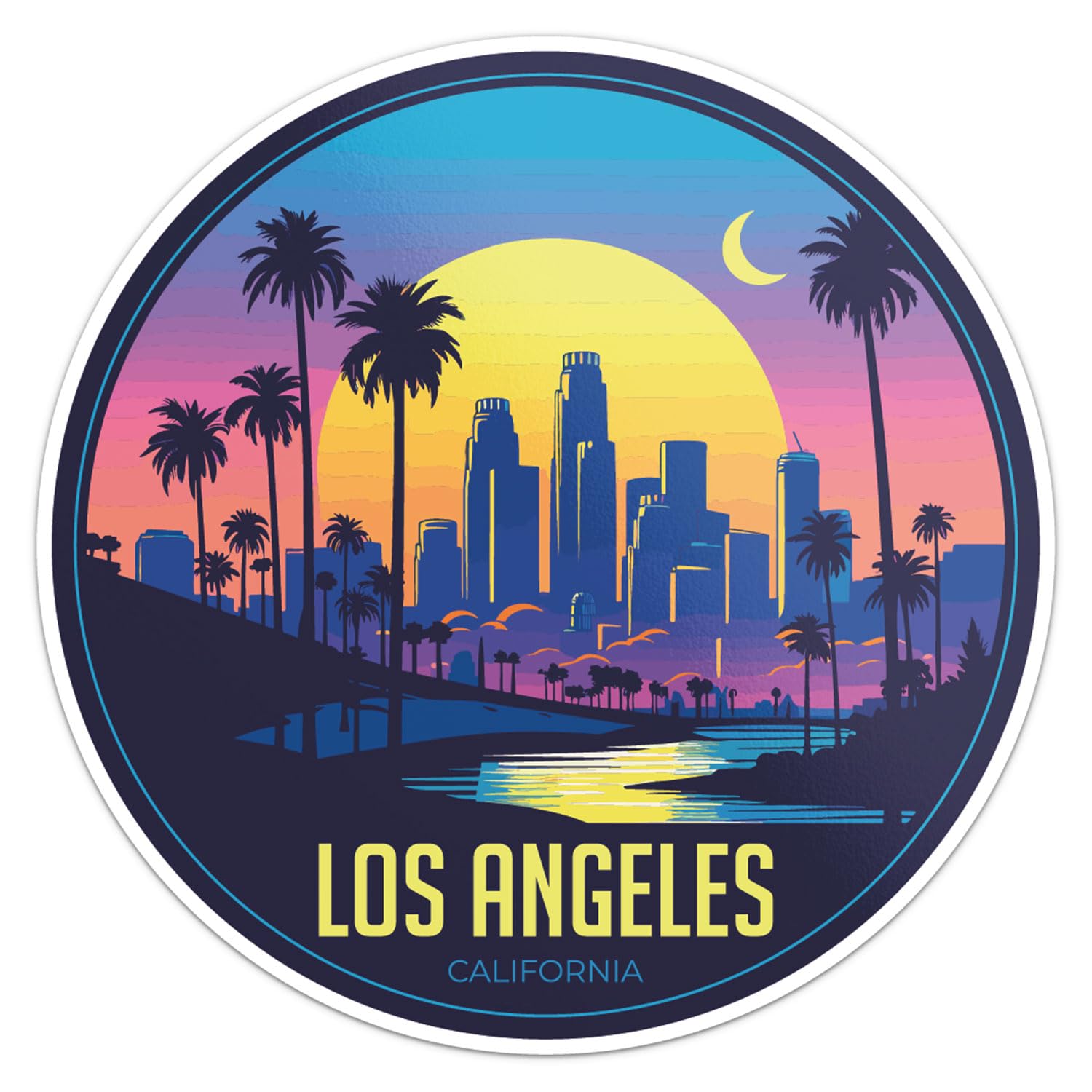Los Angeles City Sticker - Waterproof Vinyl Decal for Car Bumper, Laptop, Water Bottle, Wall, and Window, Size - 5'' Longer Side