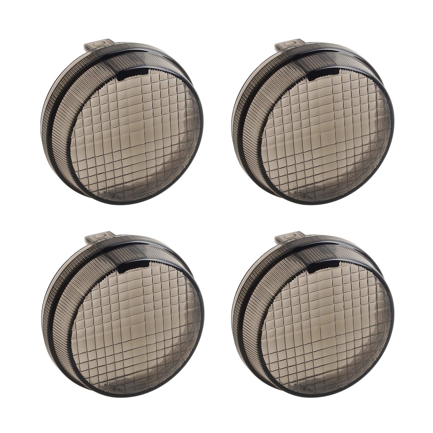 Nthreeauto 4Pcs Smoked Turn Signal Lens Cover Front Rear Compatible With Kawasaki Vulcan 2000 1600 Classic/Nomad Honda Shadow Cr