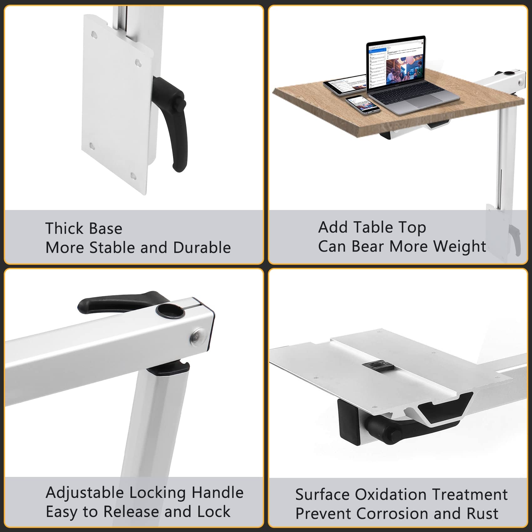 Virego Removable Table Leg Rv Accessories, 360 Degree Rotation Aluminum Alloy Laptop Table Leg, Height Adjustable Table Leg Brac