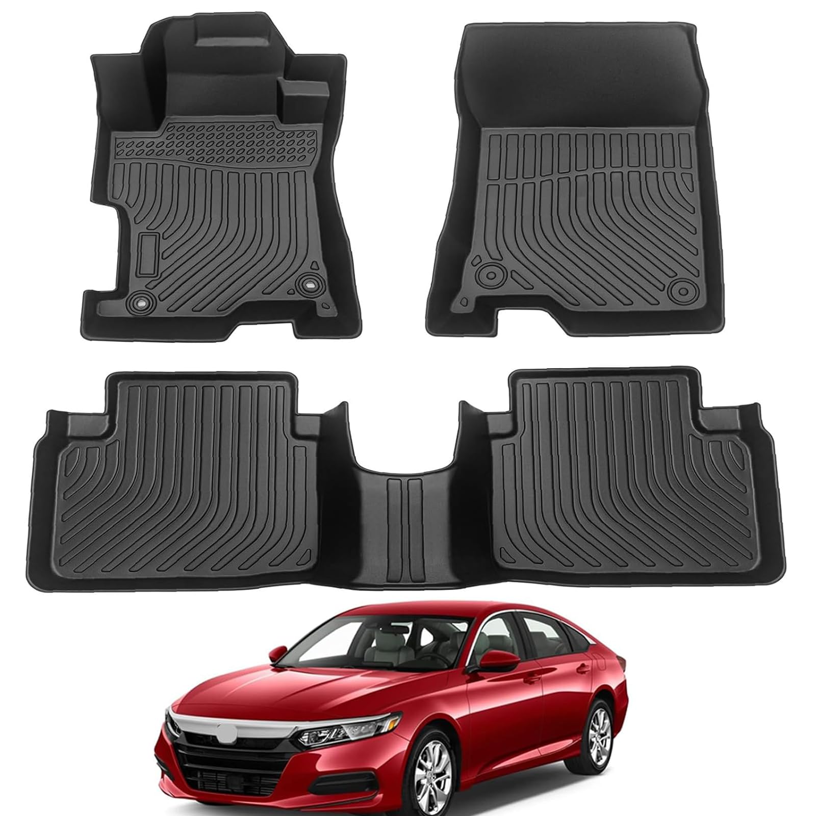 All Weather Rubber Car Floor Mats 2008-2012 Accord, Accord Floor Mats, Custom Fit Full Set Includes 1St And 2Nd Rows Maximum Cov