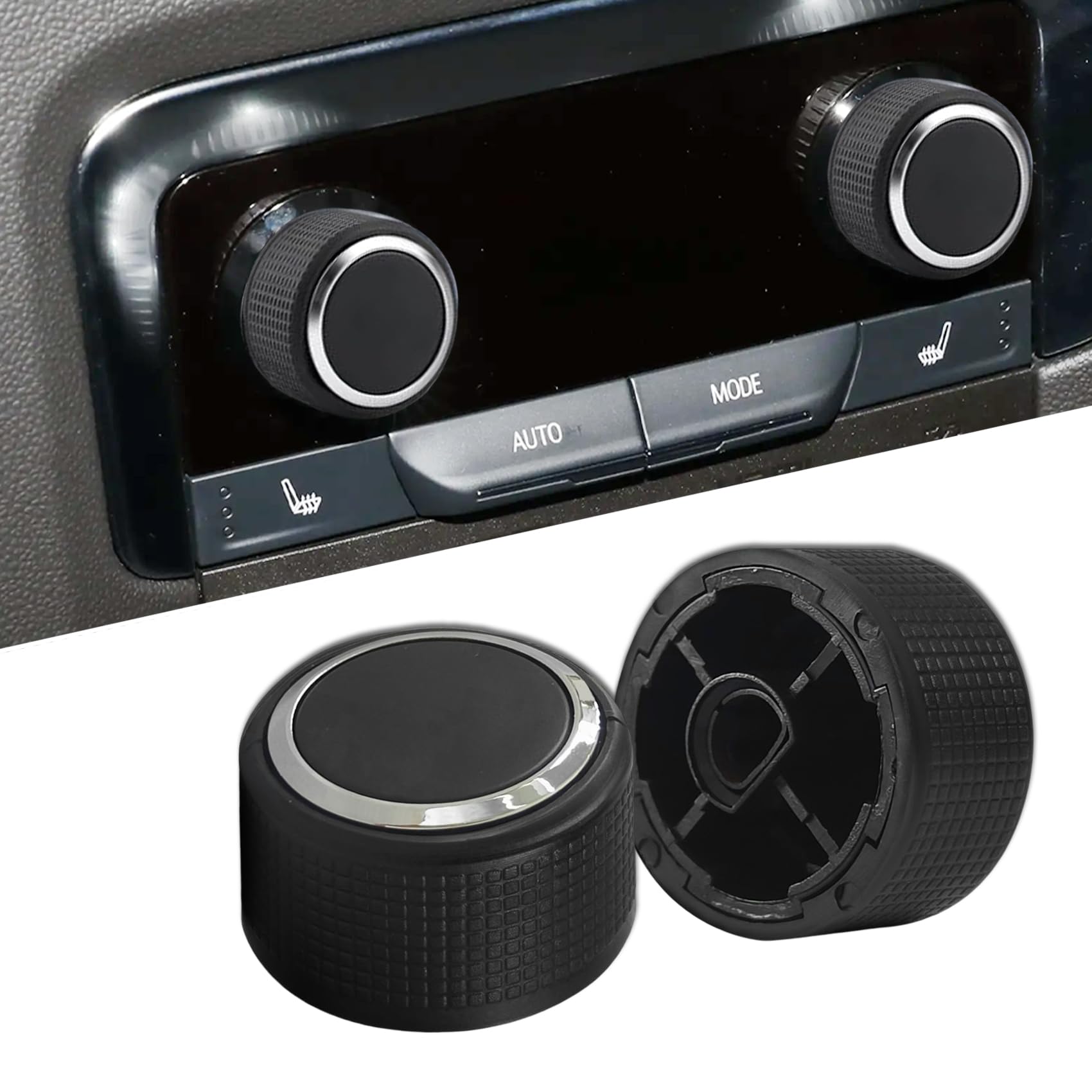 Lyxheth 2PCS Rear Audio Control Knob Dial Tuner, Radio Knobs Replacement, Plastic Insert Audio Volume Adjustment Knob Cover Kit,