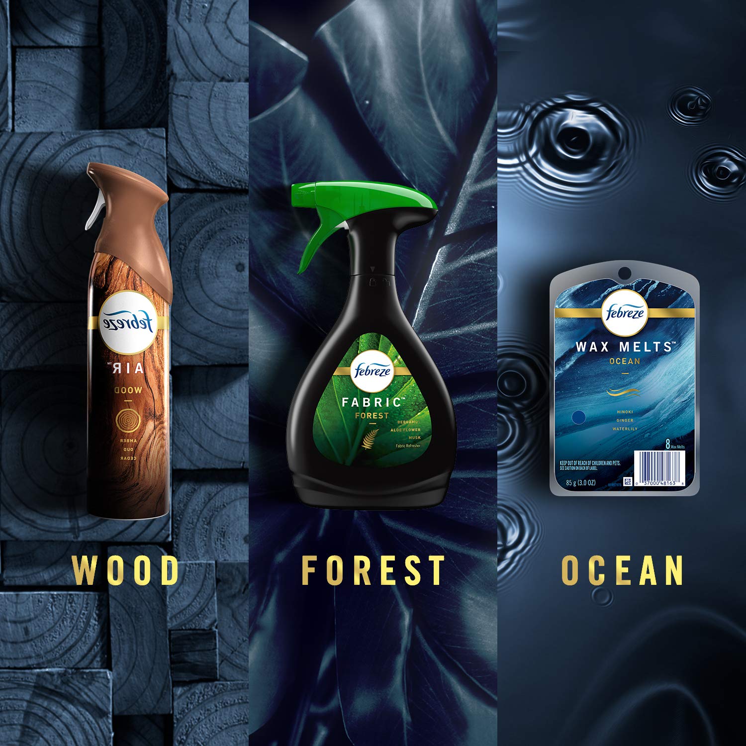 Febreze Car Odor-Eliminating Air Freshener Vent Clips, Ocean, 2 count