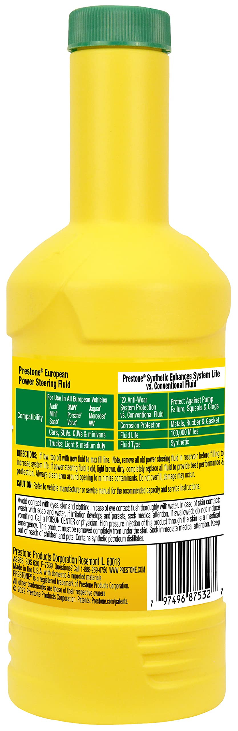 Prestone As268 Power Steering Fluid For European Vehicles - 12 Oz.