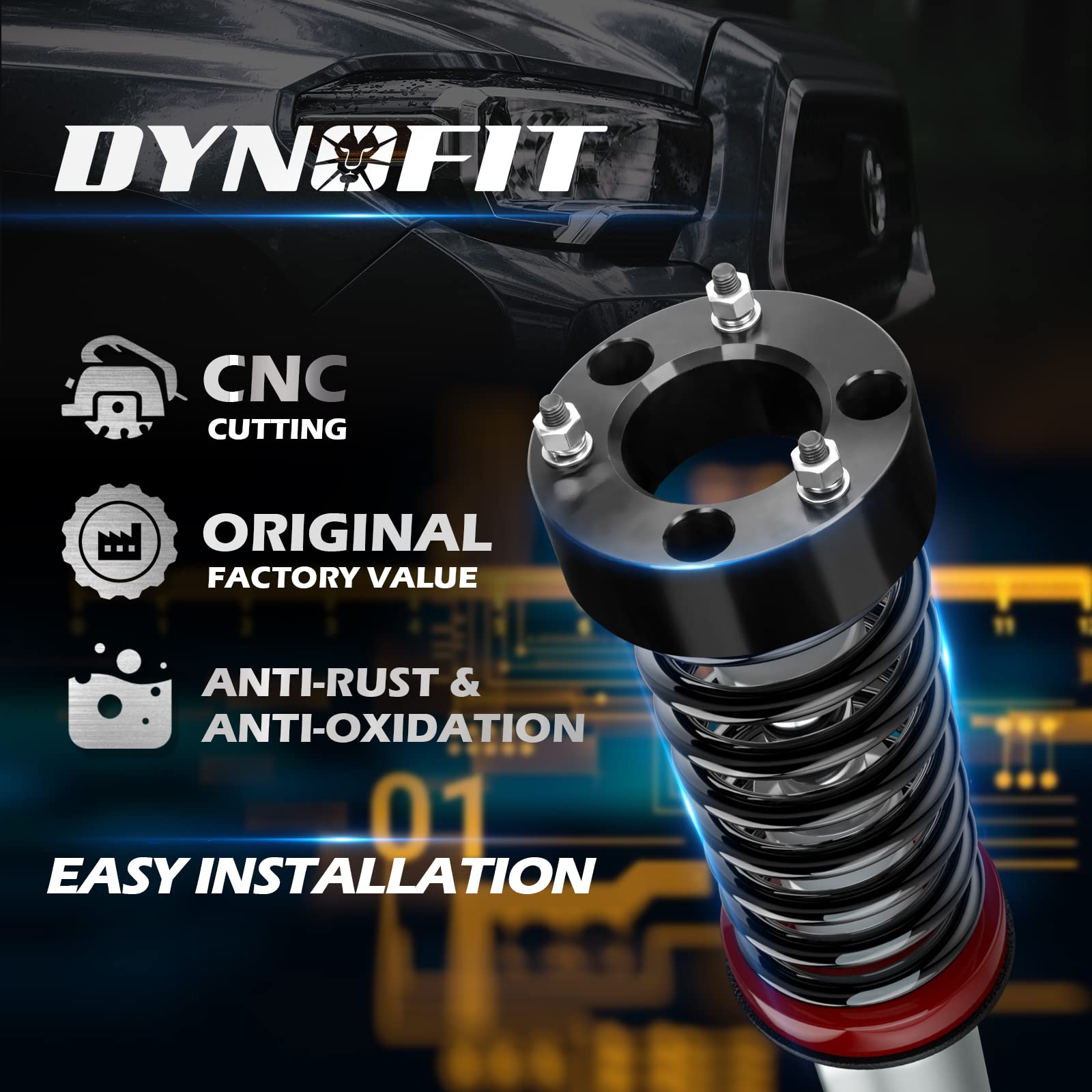 3'' Front Leveling Lift Kits For Sil-Verado 1500 2Wd/4Wd 2007-2019, Gmc Sierra 2Wd/4Wd 2007-2019, Dynofit 3 Inch Front Strut Spa