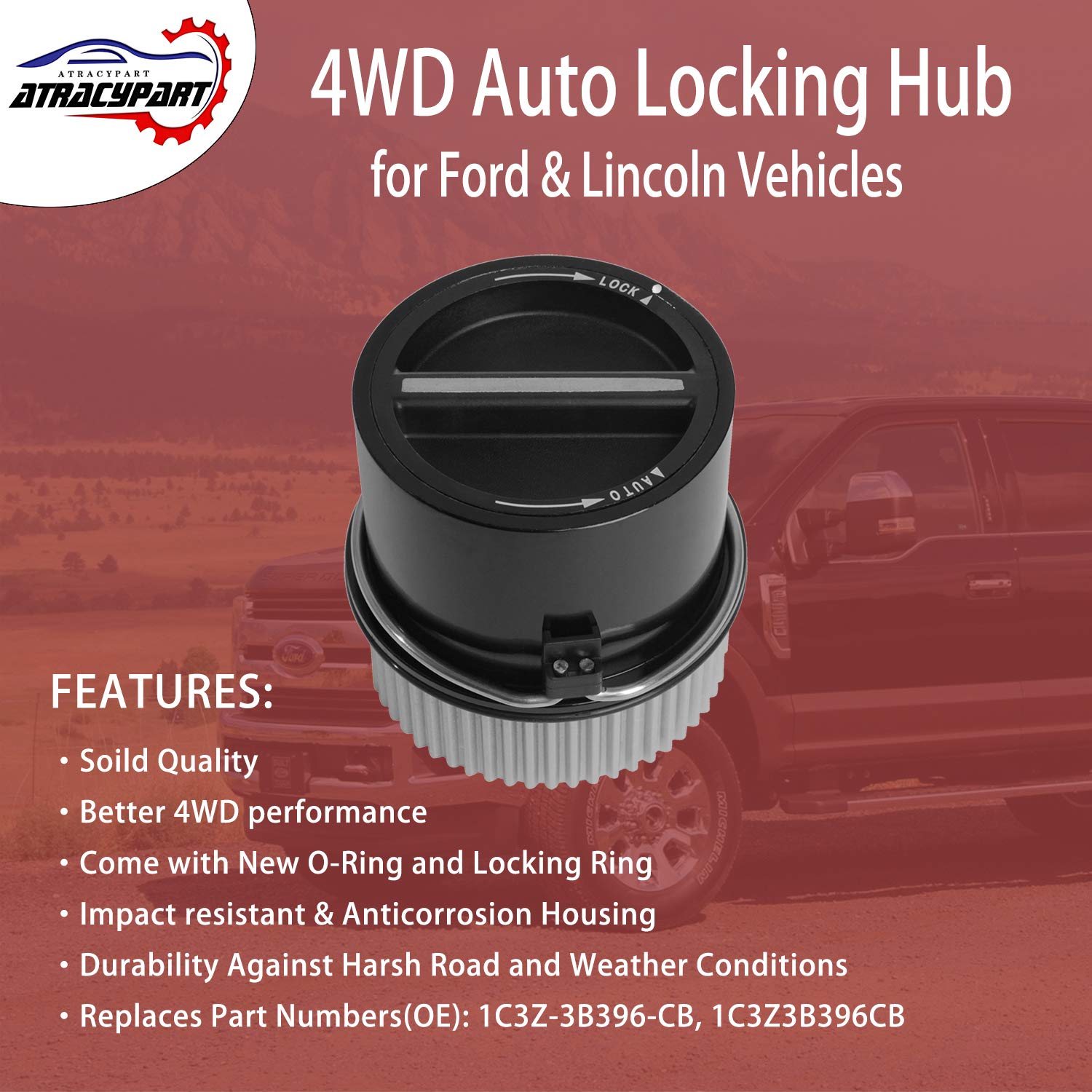 4WD Locking Hub 4x4 Front Wheel Hub Assembly 2 Pack - Compatible with 1999-2004 Ford F250 F350 F450 F550 Super Duty, 2000-2005 E