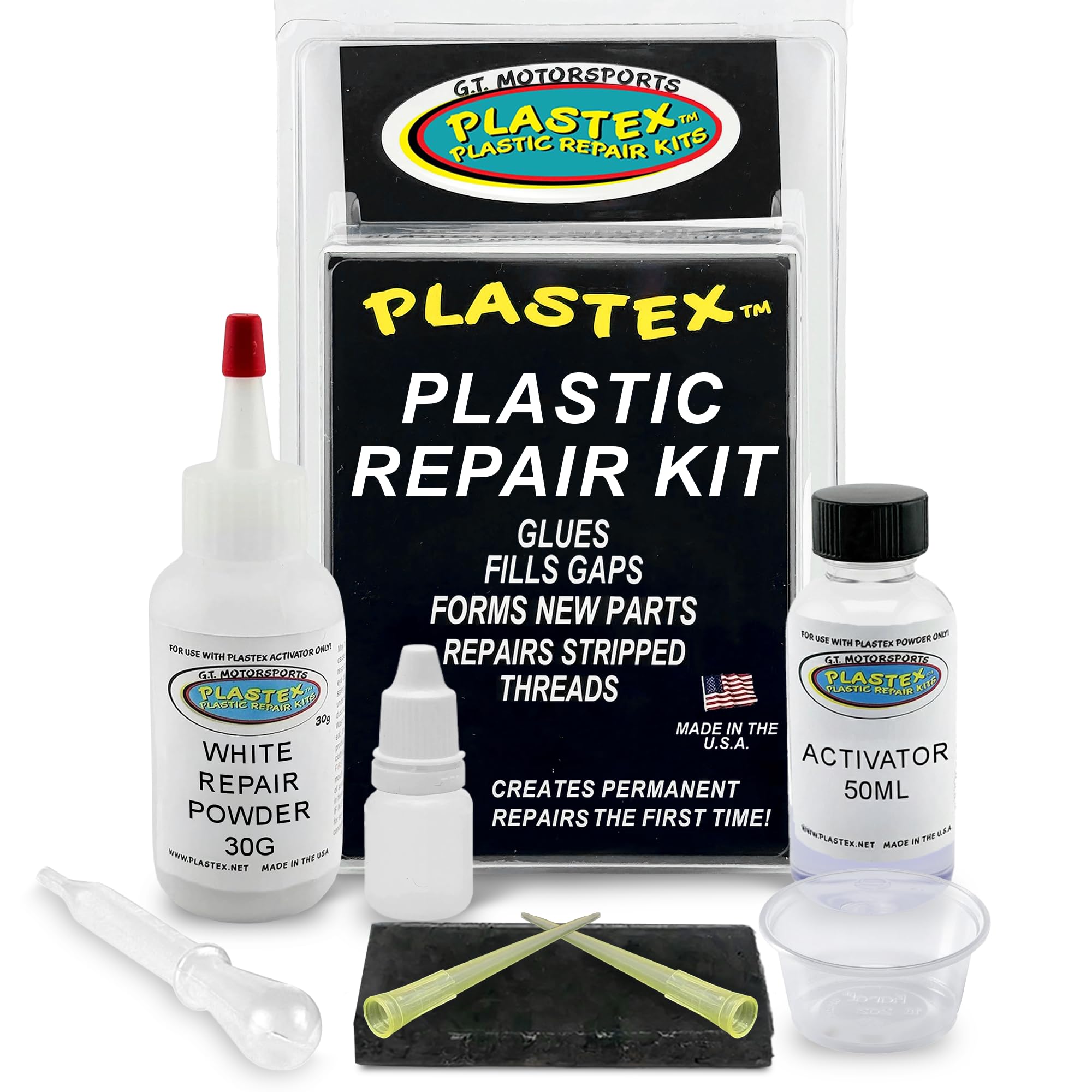 Plastex Plastic Repair Kits - Easily Glue, Repair or Remake Broken Plastic, Fiberglass, Wood & More!. (Standard White Kit)