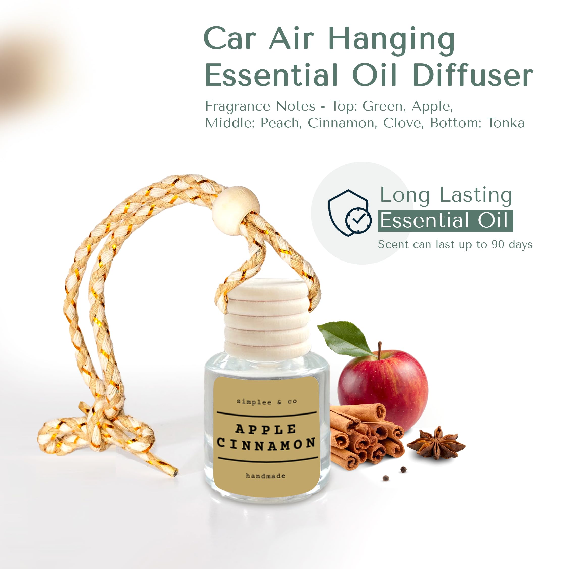 Salted Caramel, 2 Pack, Car Air Hanging Essential Oil Diffuser, Car Air Freshener Diffuser with Long Lasting Essential Oils, Aro