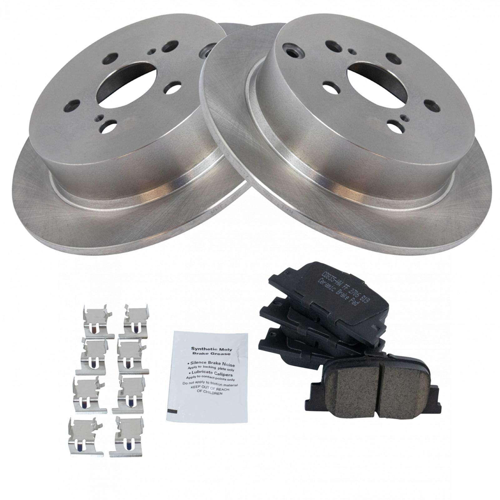 Trq Rear Brake Pad & Rotor Kit Brake Pads Brake Rotor Ceramic Compatible With 2005-2010 Scion Tc