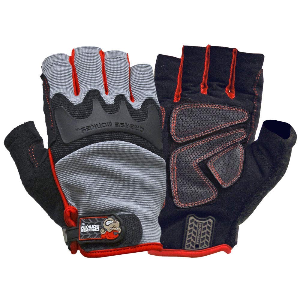 GREASE MONKEY Fingerless Gloves, Rubber, X-Large, Black, Model 22104-23