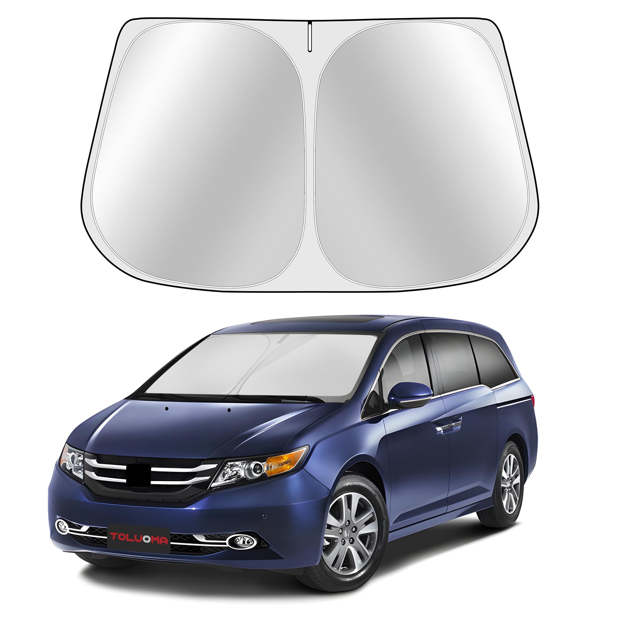 Toluoma Custom Fit Windshield Sun Shade For Honda Odyssey 2011-2017 - Full Coverage, 210T Reflective Fabric, Double-Layer Design