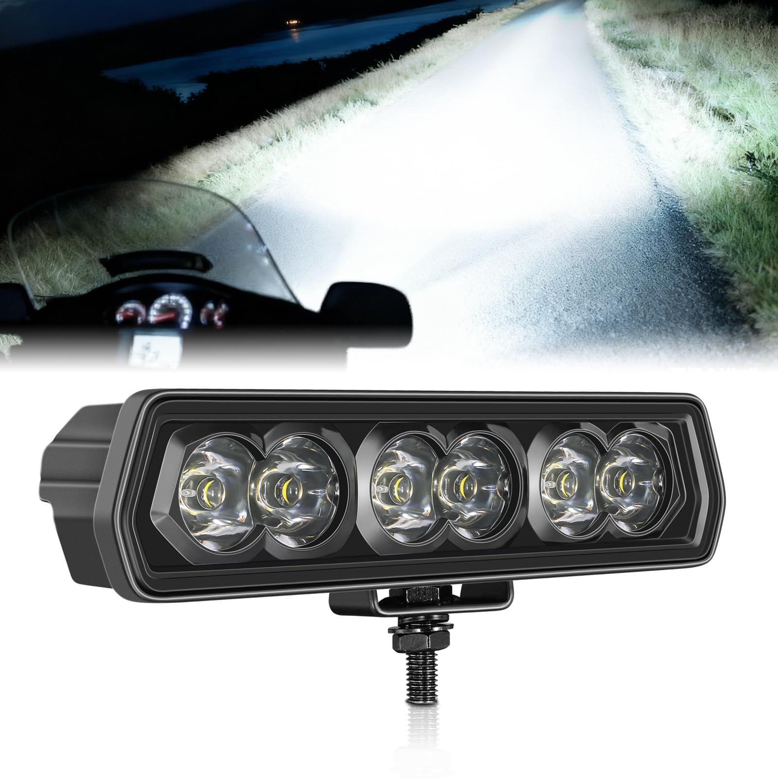 6 Inch CREE LED Light Bar, SWATOW INDUSTRIES 6 Spot LED Pods Bumper Mounts Work Lights Waterproof Fog Lights for Dirt Bike Pit B