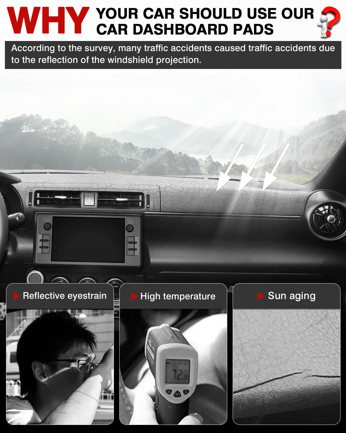 Autorder Dashboard Cover Mat for Toyota GR86/Subaru BRZ 2022-2026, Flannel Sunshade UV Protector, Model QCYPBGD349-L