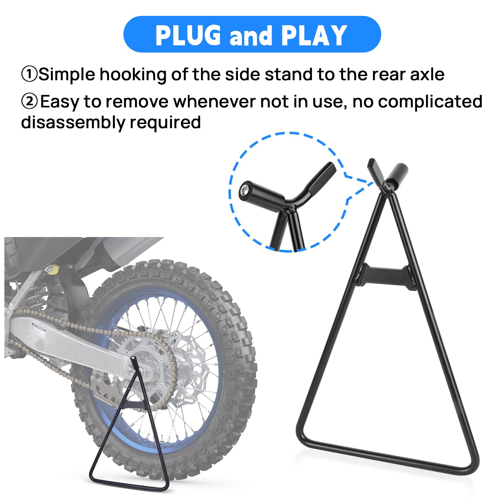 PSLER Dirt Bike Kickstand Holder - Universal Triangle Side Stand for 80-500cc Bikes, Black