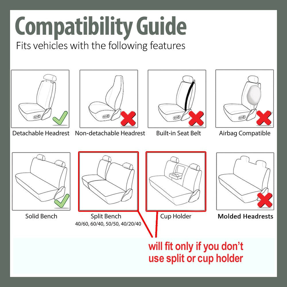 Fh Group Car Seat Covers For Suv, Sedan, Van Beige Front Set In Cloth - Low Back Car Seats Covers With Removable Headrest, Unive