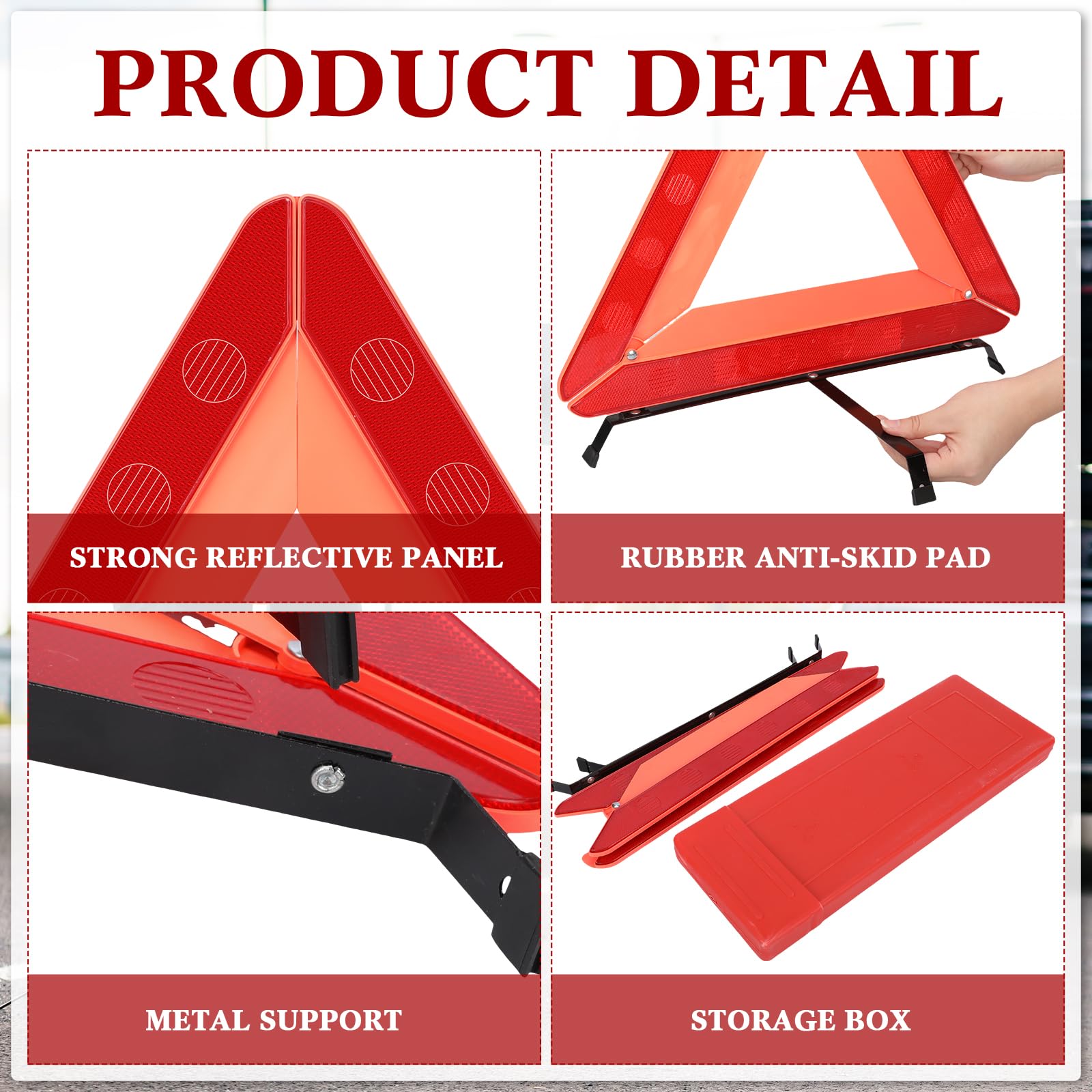 Kanayu Warning Triangles for Vehicles Safety Triangles Foldable Roadside Emergency Kit Emergency Triangle Reflective Triangles w