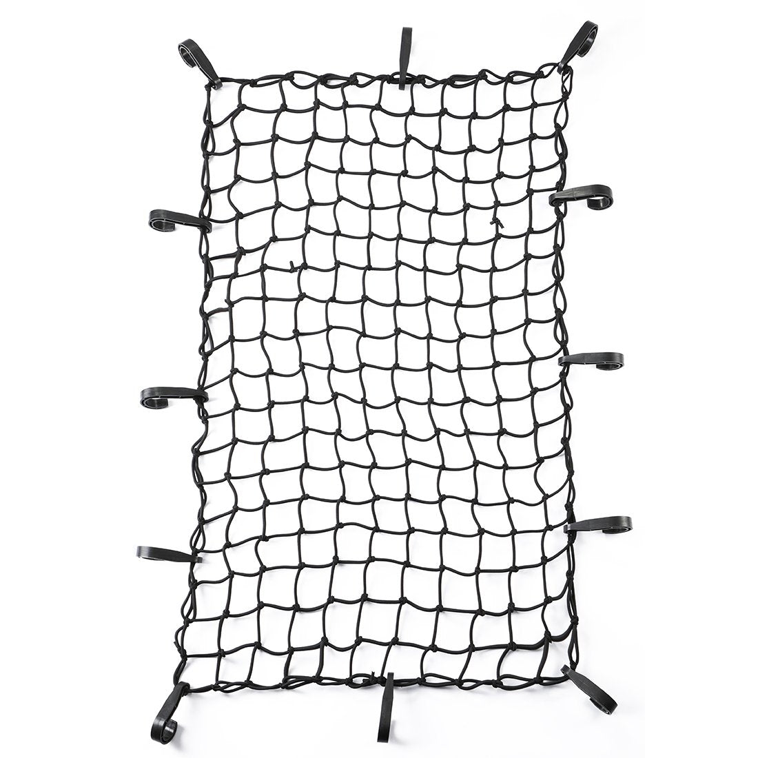 Czc Auto 22''X38'' Black Latex Bungee Cargo Net Strech To 44''X76'' Luggage Netting With 2''X2'' Small Mesh And 12 Adjustable Pl
